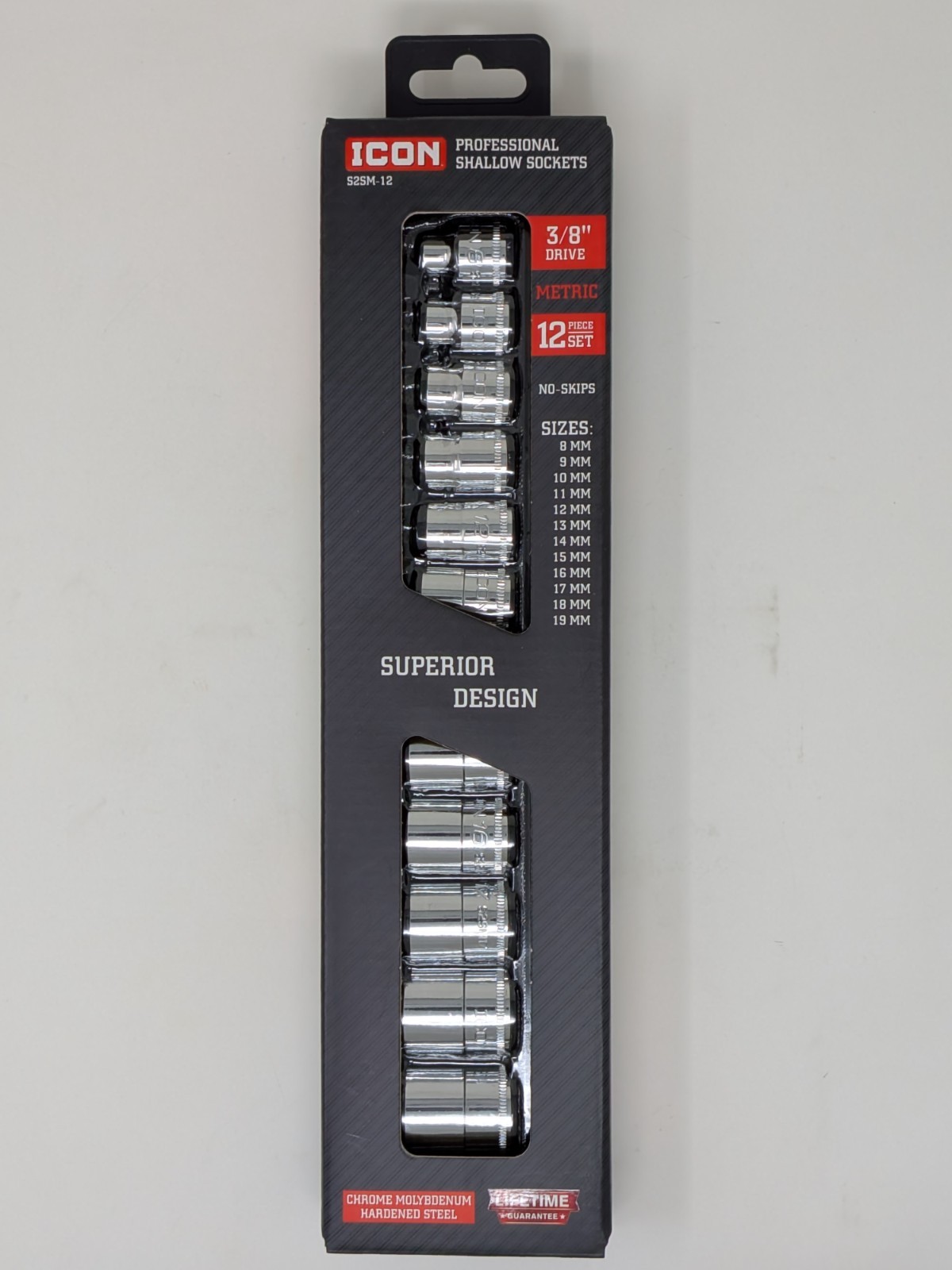 Icon Professional Shallow Metric Socket Set 3/8 in. Drive | S2SM-12 | 58104