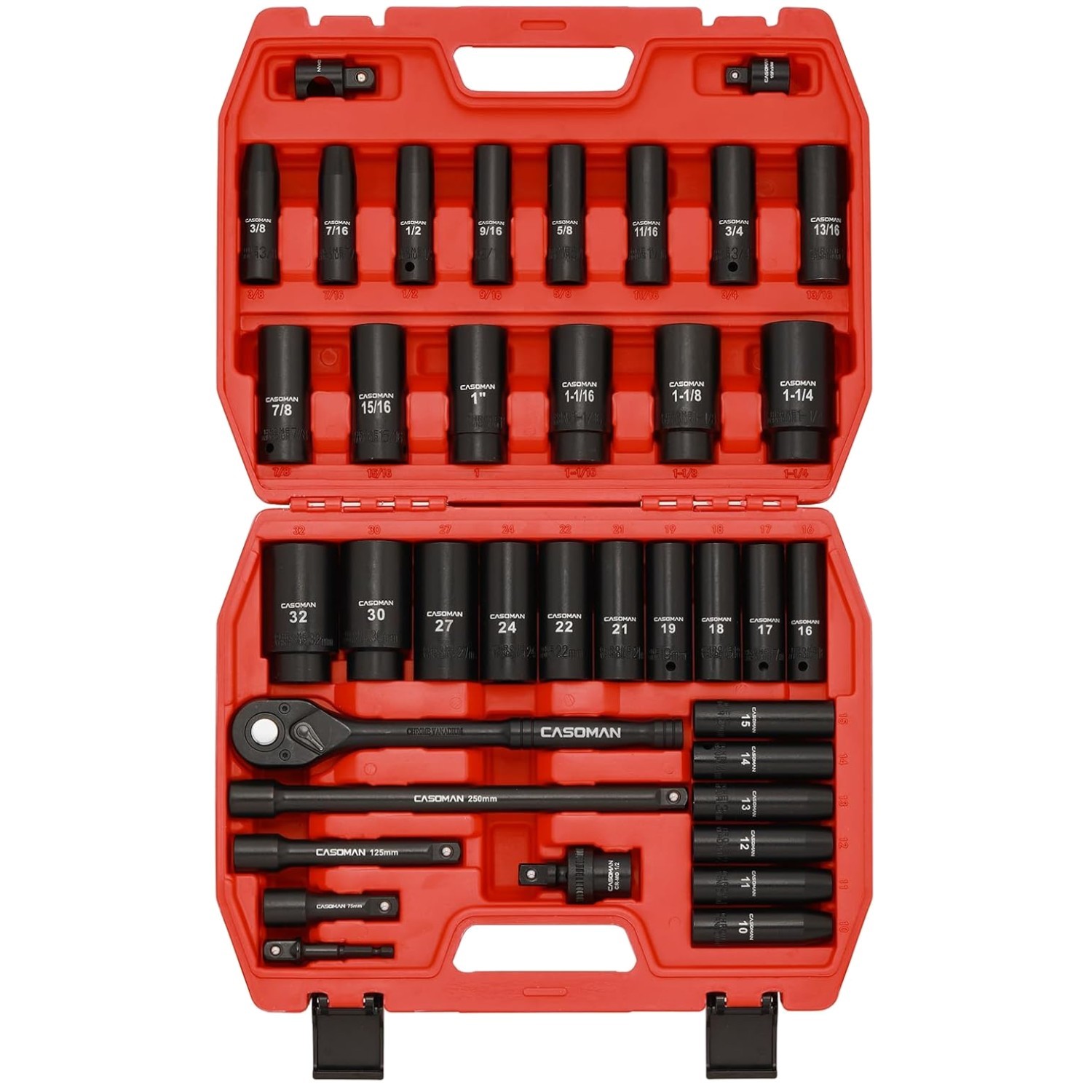Metric & SAE 38-Piece Impact Socket Set with Ratchet Handle