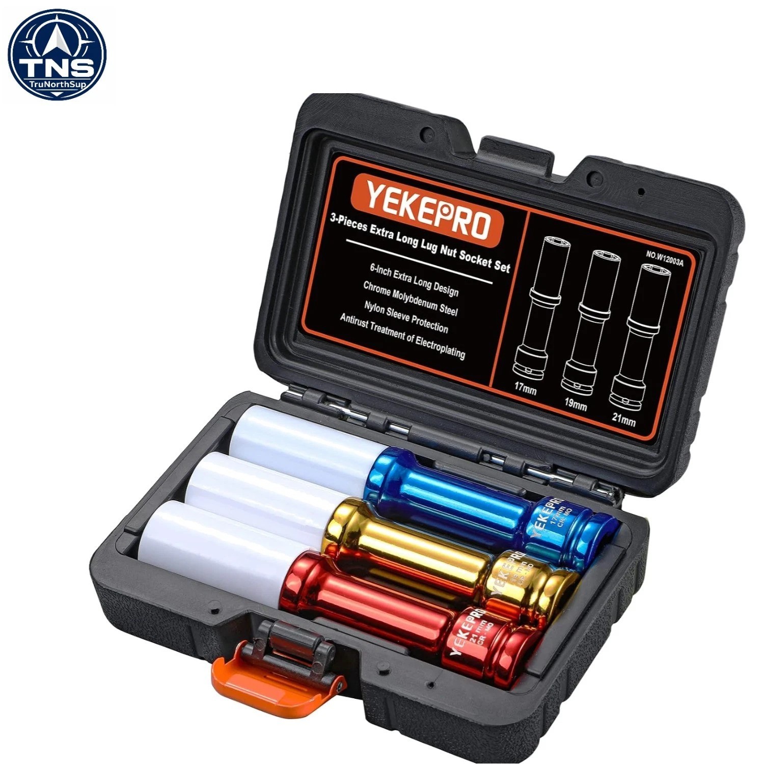 Durable Chrome Molybdenum 3-Piece Lug Nut Socket Set – Impact-Ready 17,19,21mm