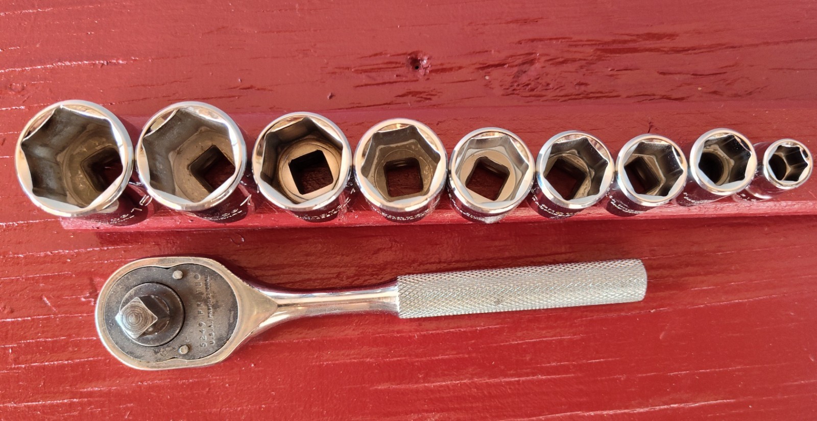 🇺🇲 Proto Tools 3/8″ Dr. SAE 10pc Socket & Rachet Set