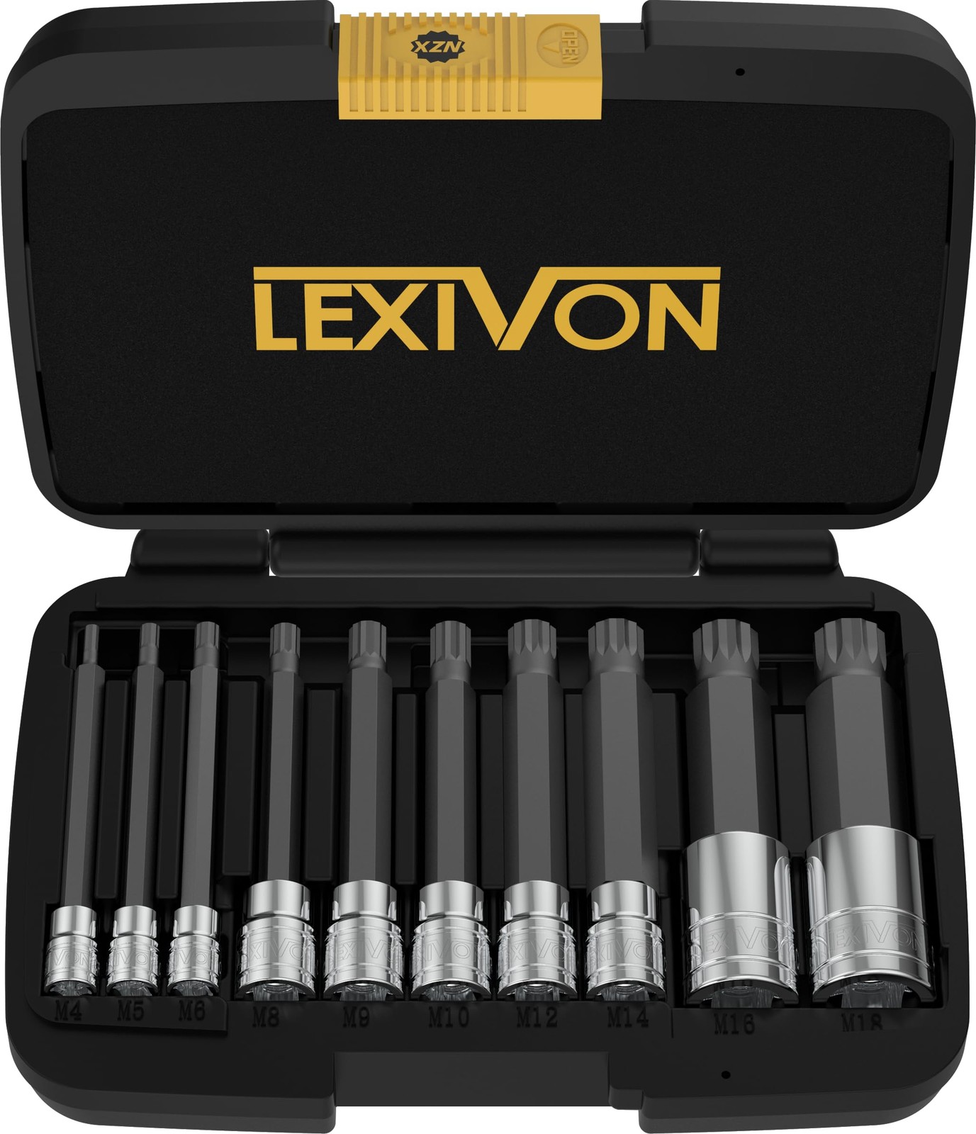 10 Pc Extra Long Triple Square Spline Bit Socket Set 4 Inch S2 Steel M4 M18