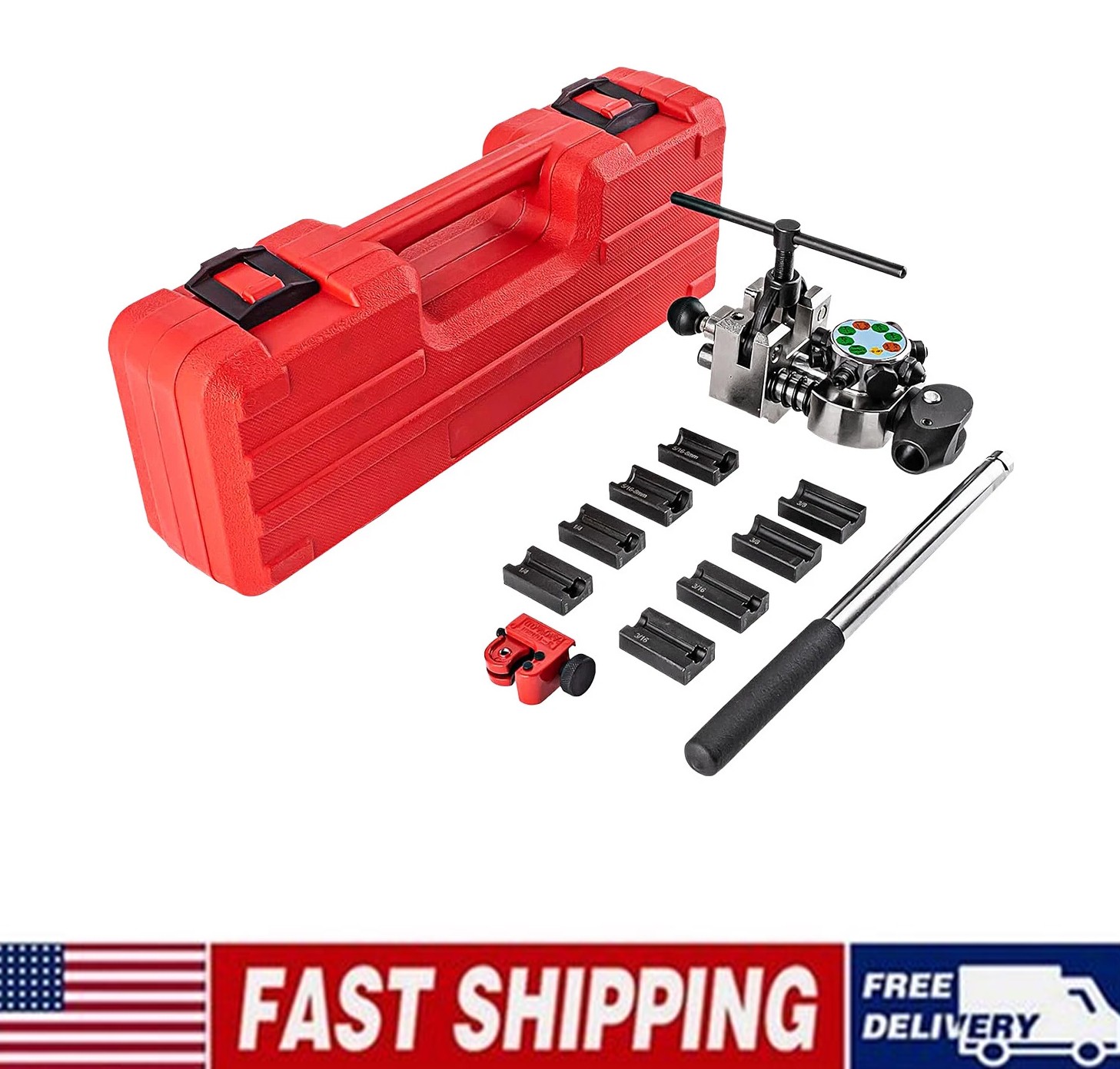 Brake Line Flaring Tool Kit 45° Single Double Bubble Flare for 3/16″ 1/4″ 5/16″