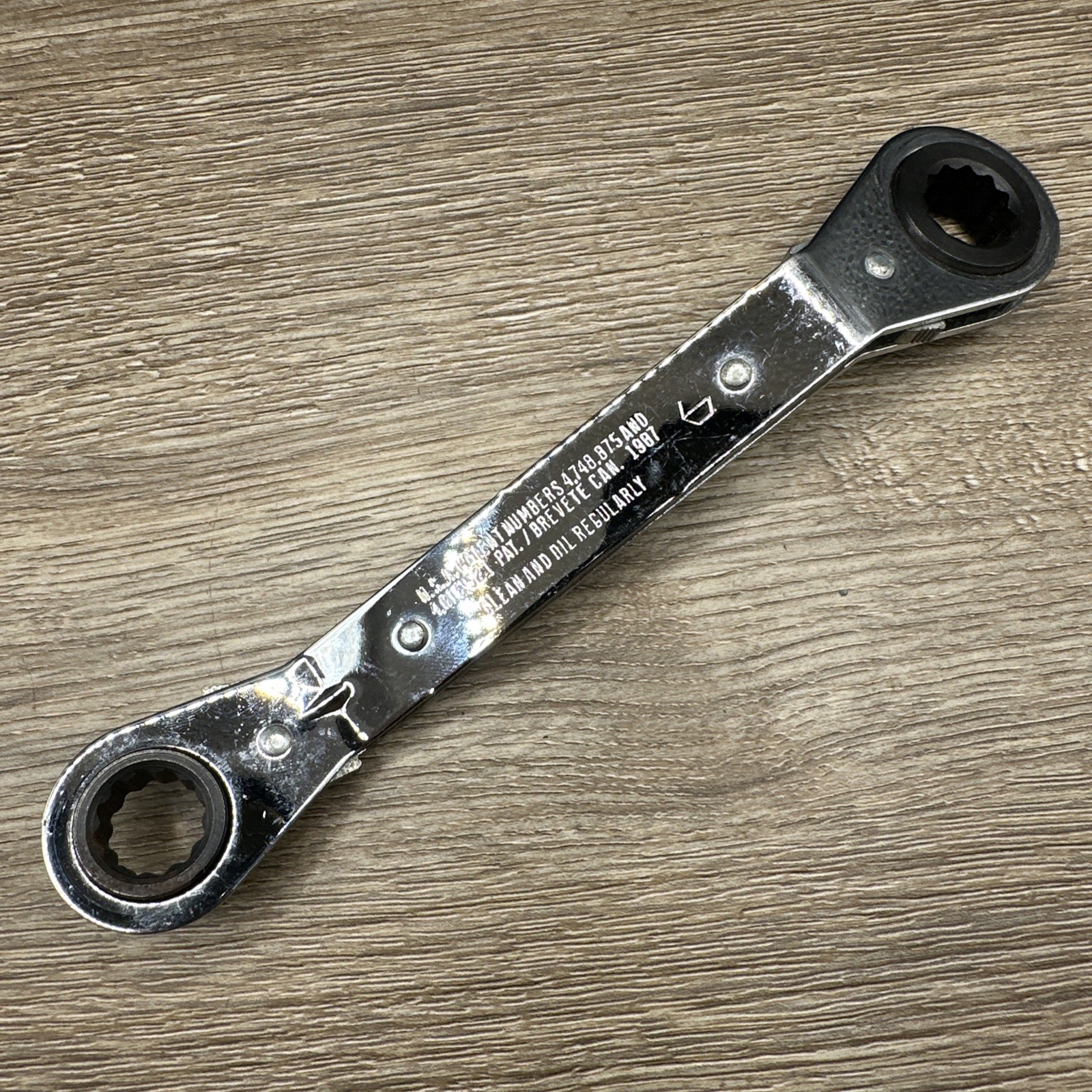 Vintage CRAFTSMAN # 43369 OFFSET BOX END RATCHETING WRENCH 14mm x 15mm USA