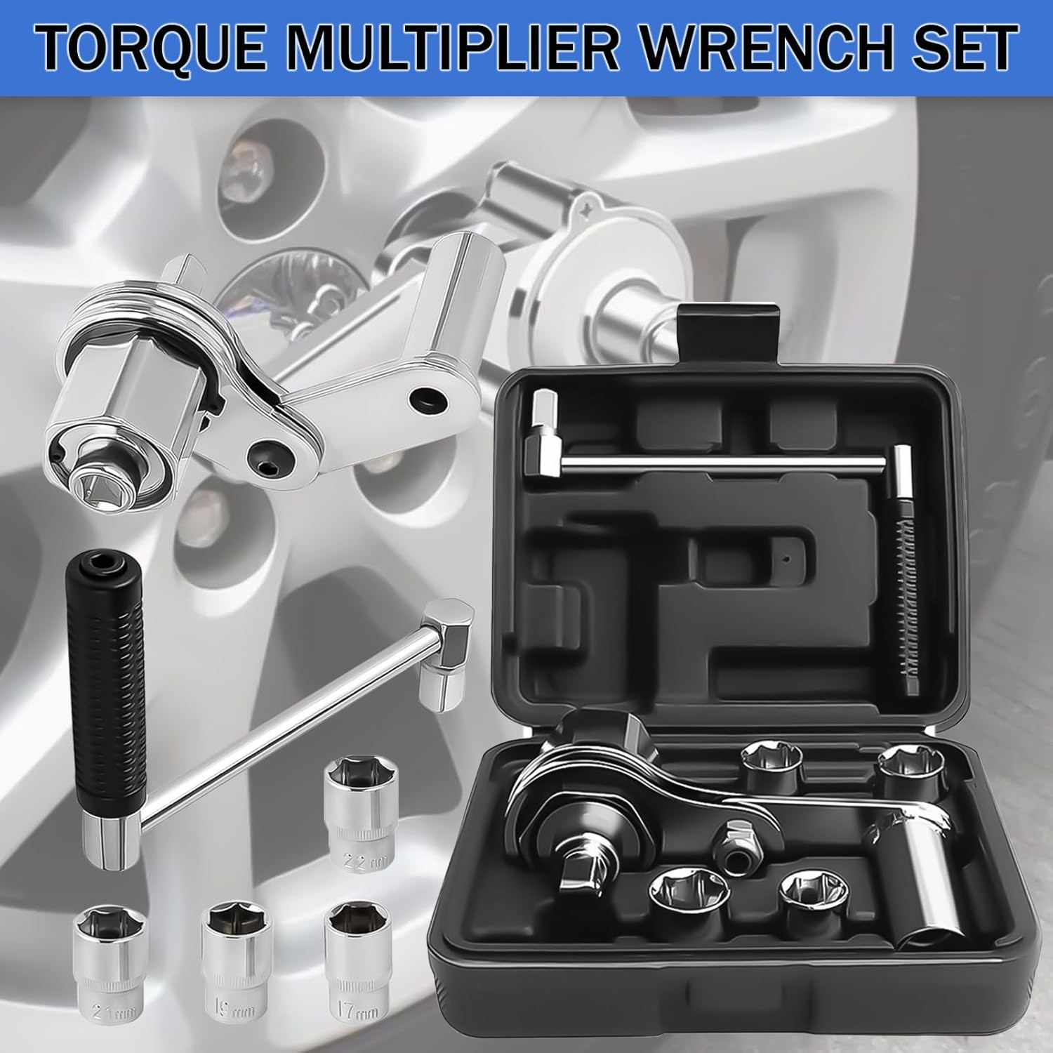 Heavy Duty Torque Multiplier Wrench Set Lug Nut Remover 17 19 21 22 Tire Change