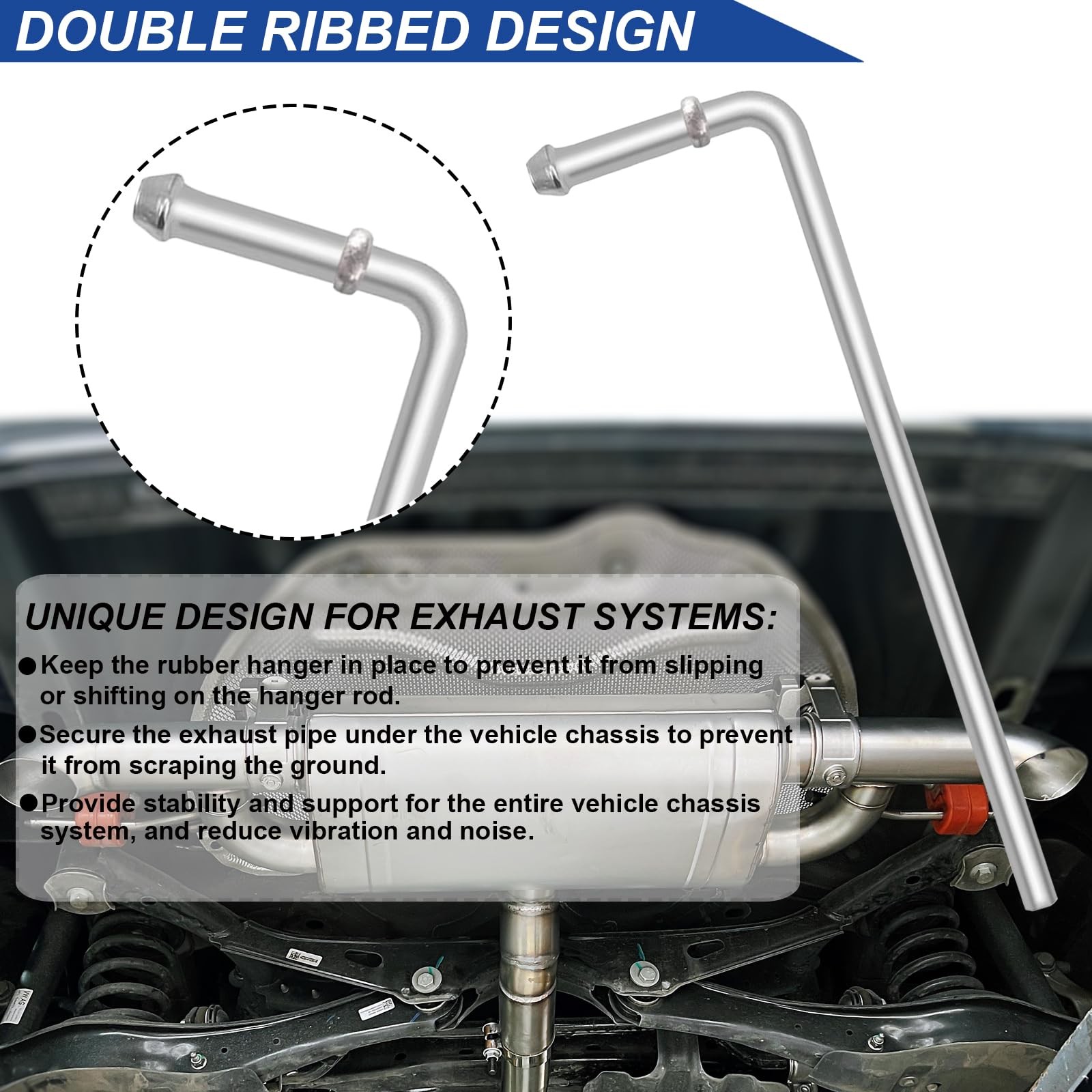 Universal Exhaust Hanger Rod 4Pcs 10 Long 304 SS Muffler Hanger Bracket