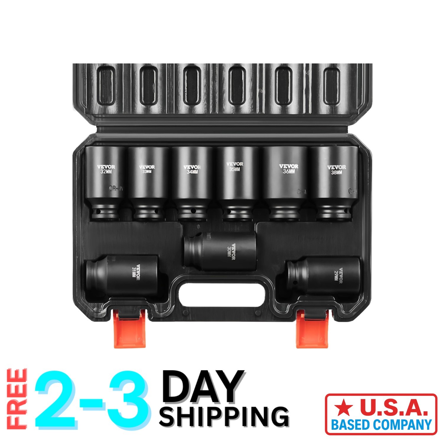 Durable 9-Piece Metric Deep Impact Socket Set with Toolbox for Auto Repairs