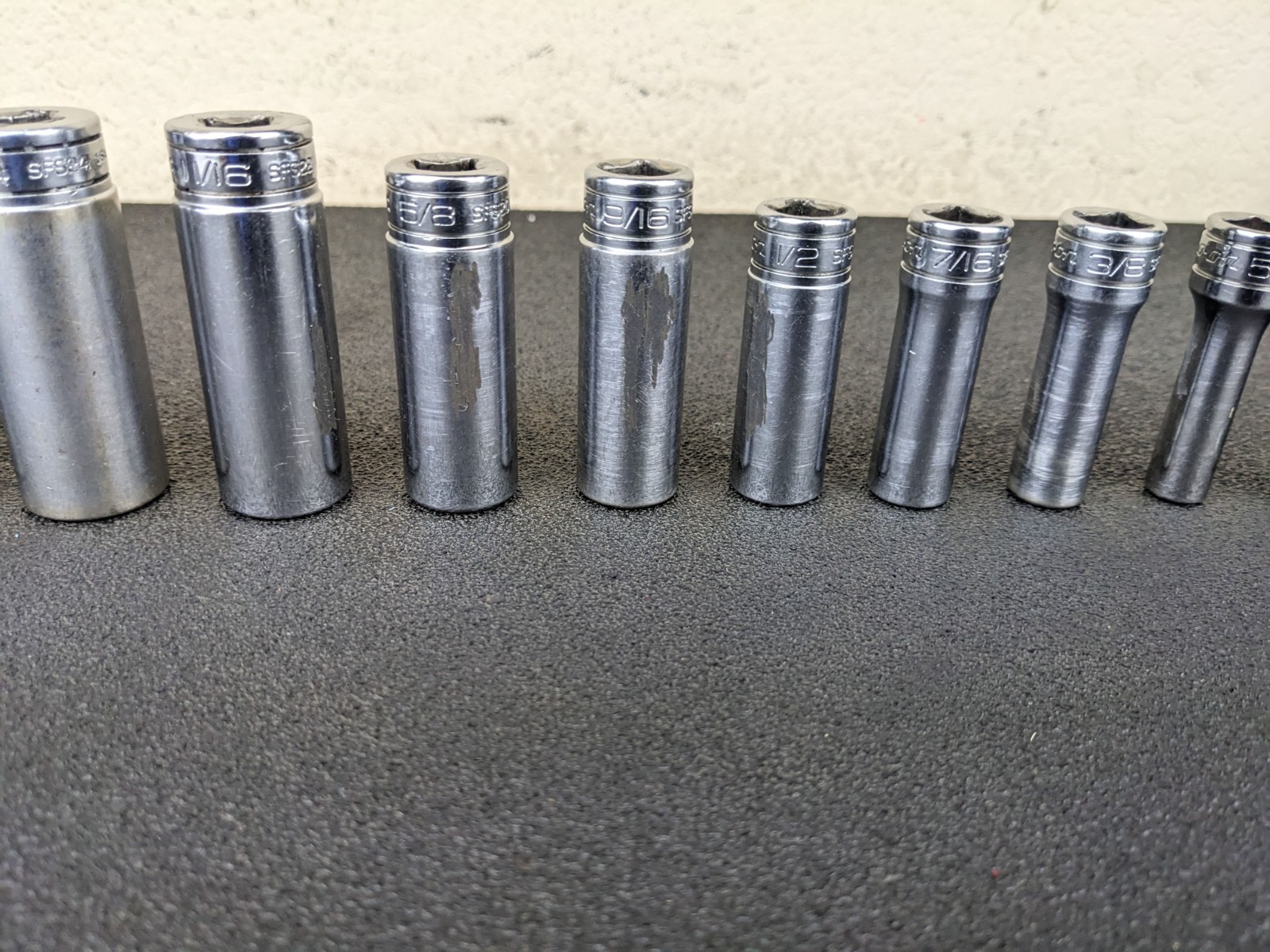 #bo727 Snap-on 211SFSY 1/4″ 7/8″ SAE 11-Piece 3/8″ Drive 6-Point Deep Socket Set