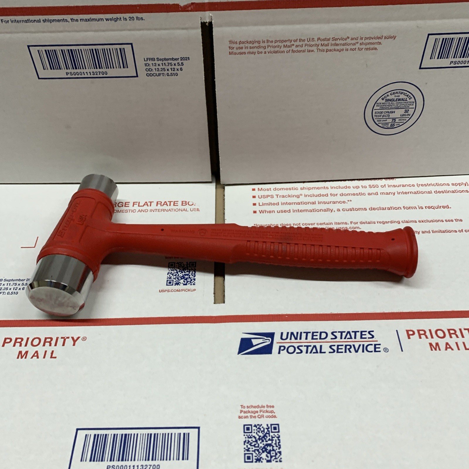 Snap On Tools USA NEW RED 32oz / 907g Dual-Face Drilling Dead Blow Hammer HSSD32