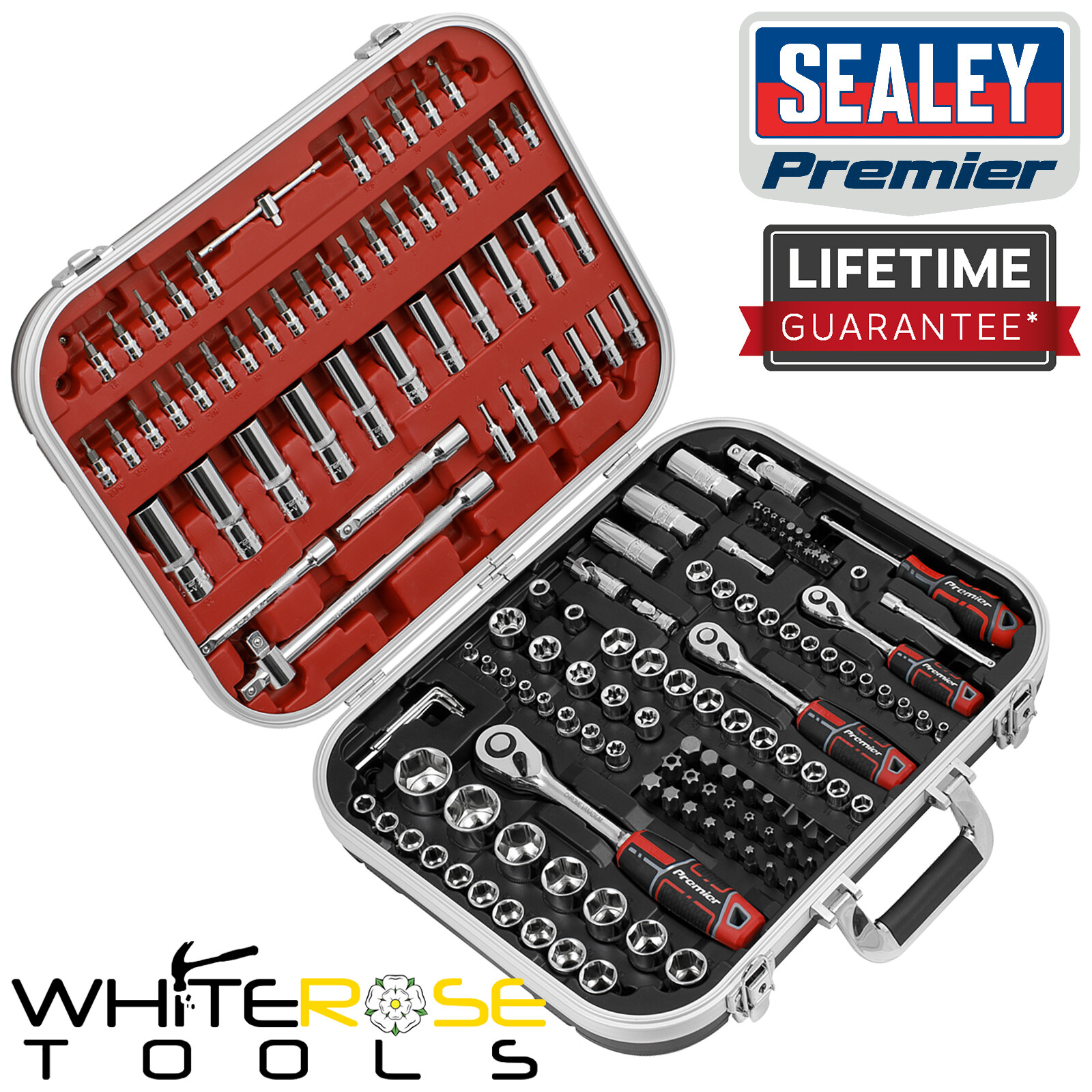Sealey Socket Set WallDrive® Premier 172pc 1/4″ 3/8″ 1/2″Sq Drive Storage Case