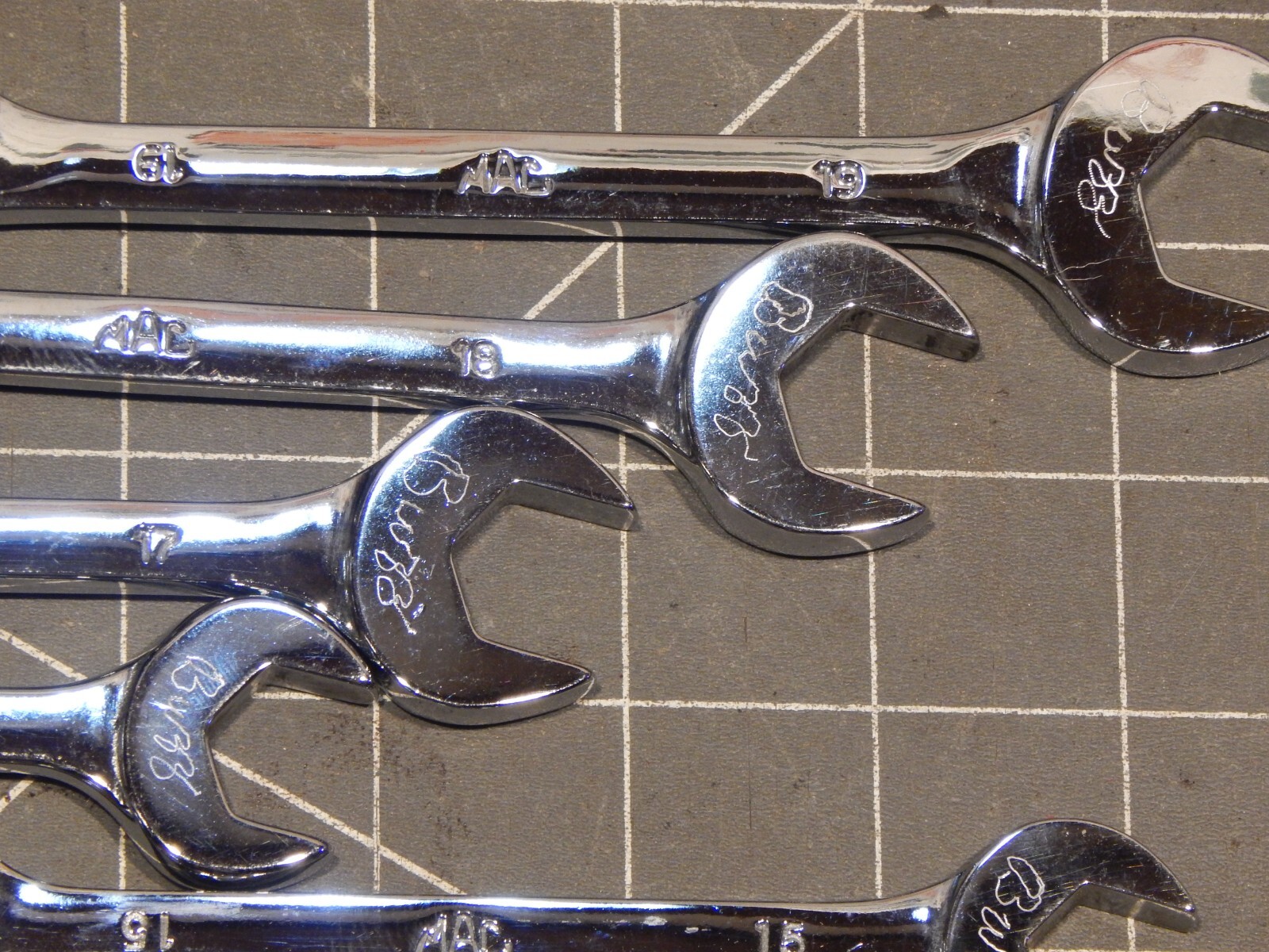 NICE Mac 11Pc Metric 4 Way Angle Head Open End Wrench Set 9MM 19MM Chrome Four