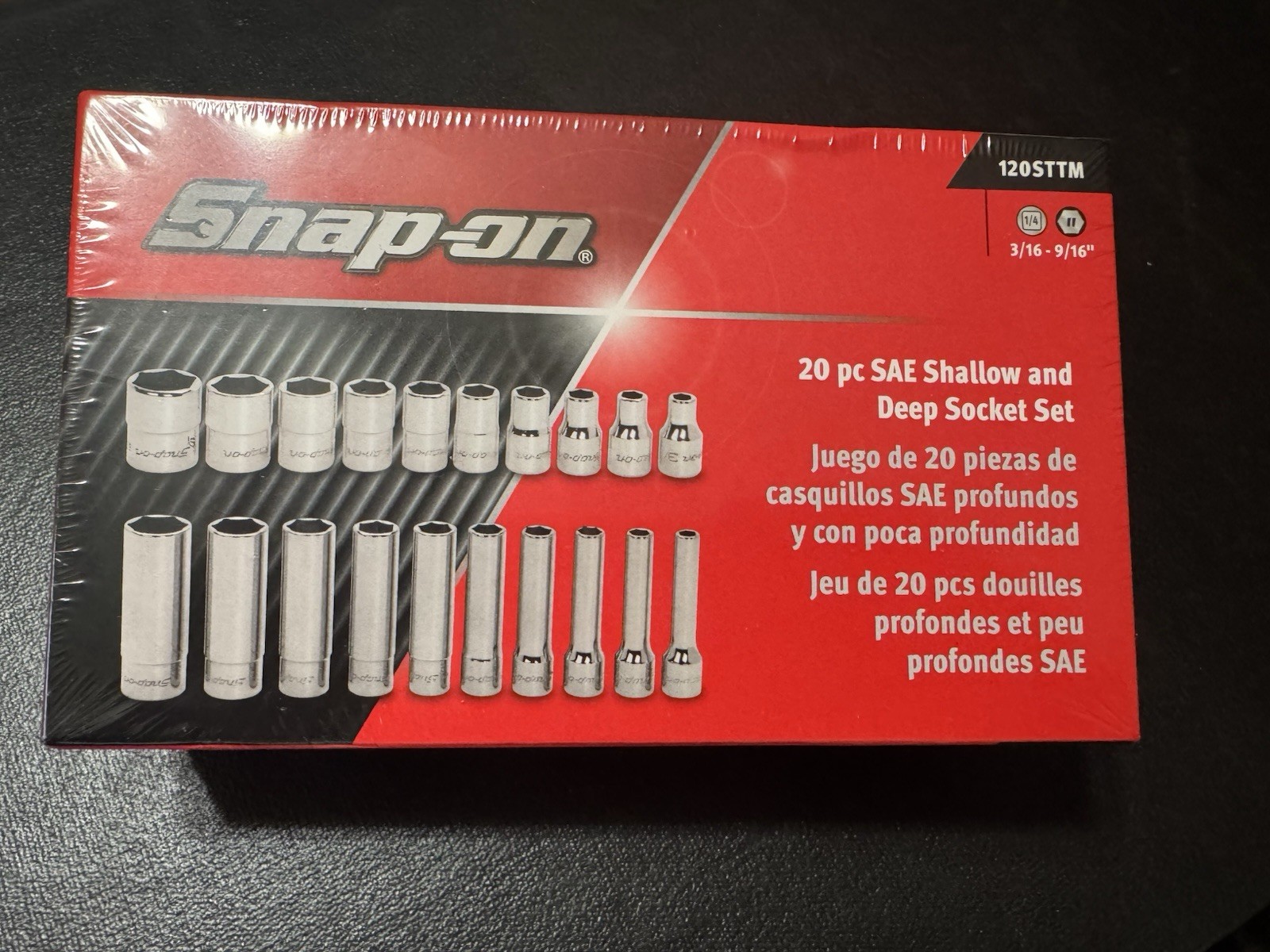 NEW 20 pc 1/4″ Drive 6-Point SAE Flank Drive® Shallow/Deep Socket Set 120STTM