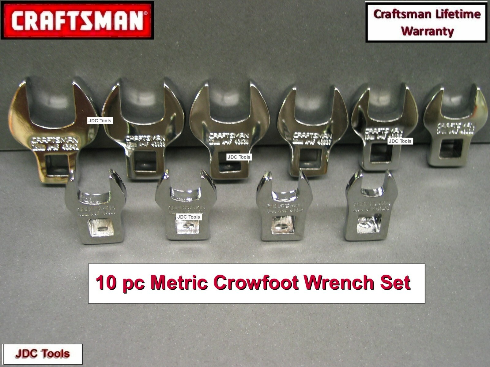 CRAFTSMAN HAND TOOLS 10pc METRIC MM FULLY POLISHED Crowfoot Wrench (10mm – 19mm)