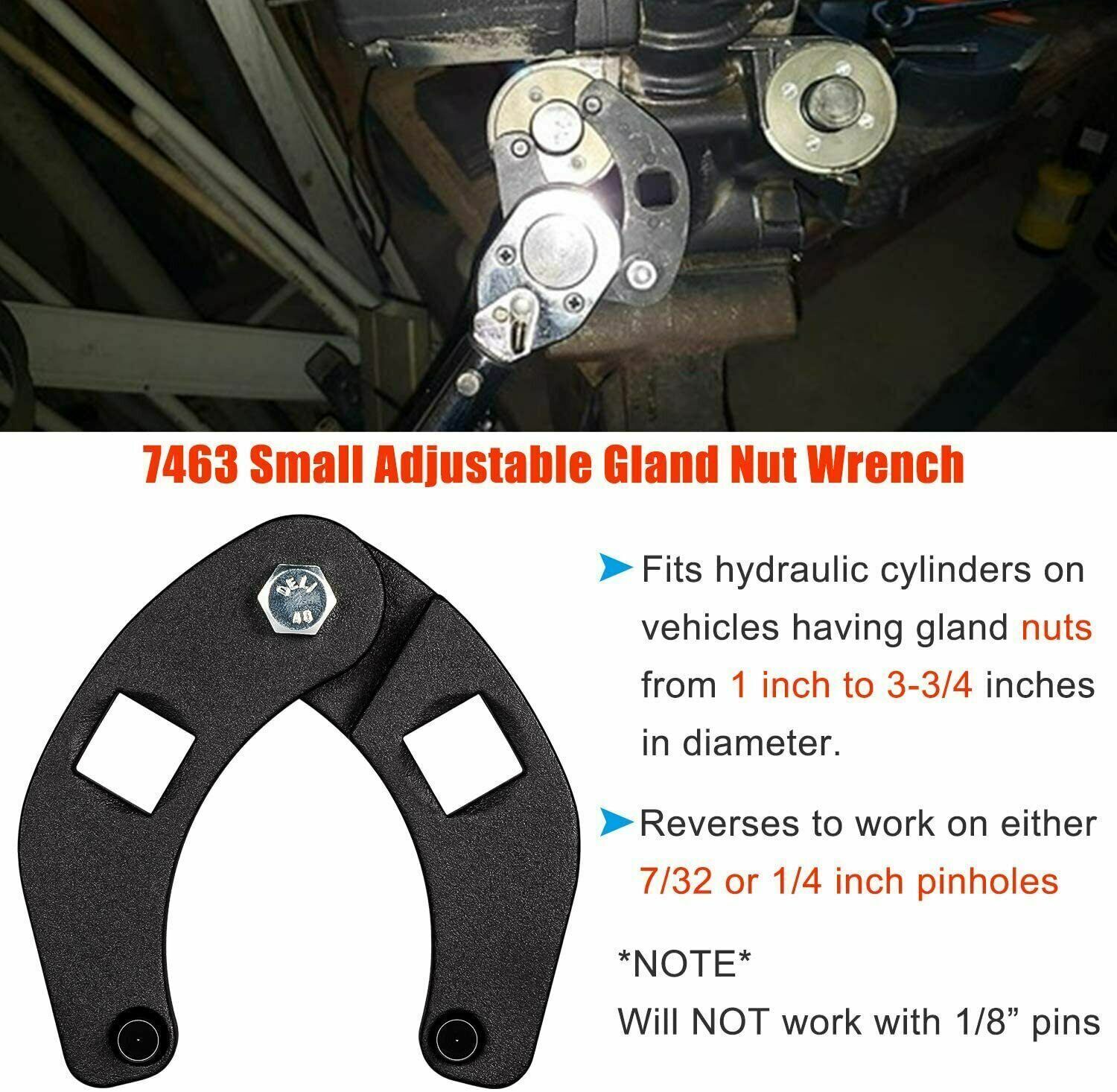 Adjustable Gland Nut Wrench Cap Remover #7463 For Hydraulic Cylinders Equipment