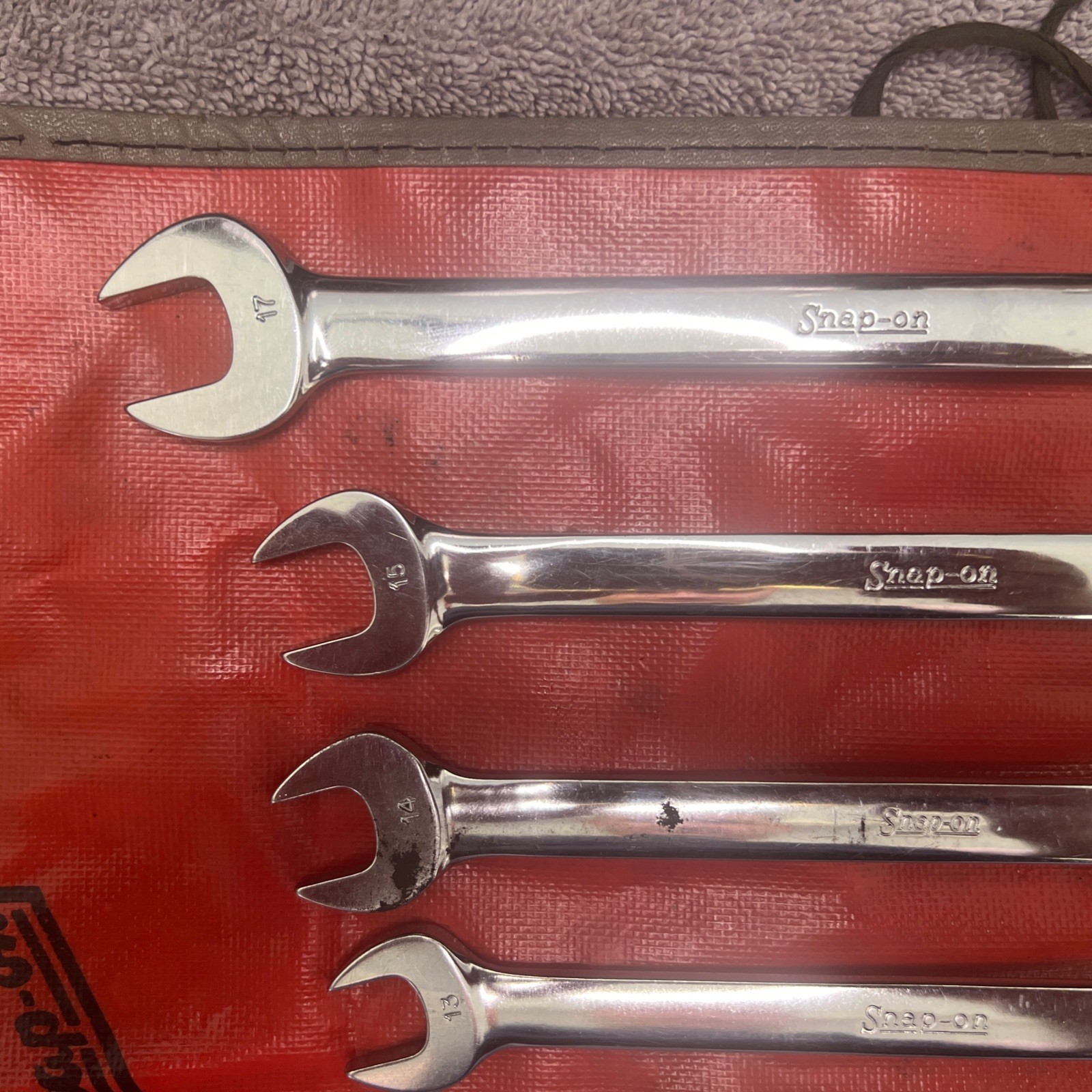 Snap-on 5pc Metric 12pt Combo Wrench Set 12mm 13mm 14mm 15mm 17mm/ C-508 case