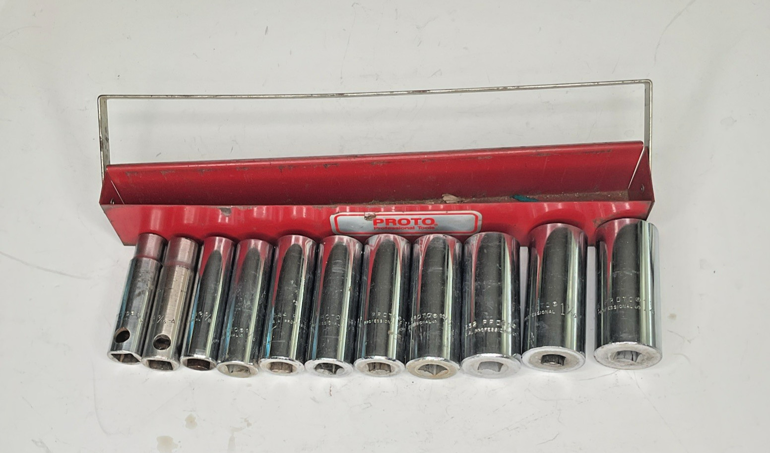 Proto 1/2” Drive Deep Socket Set 11 Pieces SAE with Tray USA