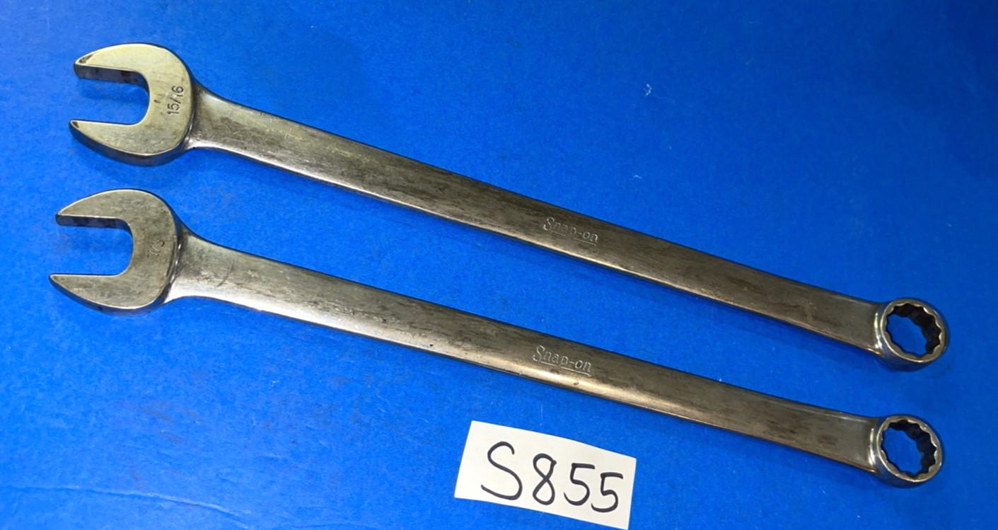 SNAP-ON TOOLS 2 PIECE SAE. EXTRA LONG COMBINATION WRENCHES 7/8 & 15/16
