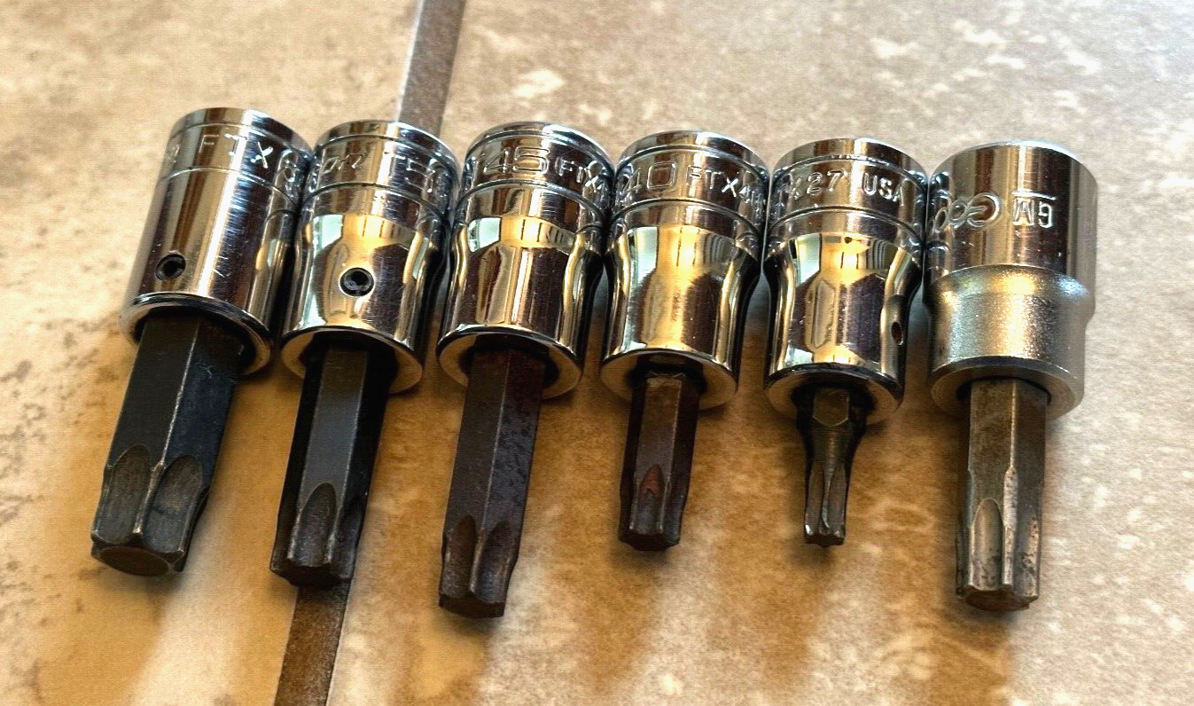 SNAP ON Tools USA TORX Tip Set T27 – T55 3/8″ Drive Socket Bit Driver Lot Star
