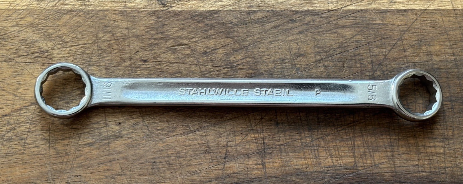 STAHLWILLE STABIL – 5/8” x 11/16” AF – slight cranked ring spanner / stored L/U