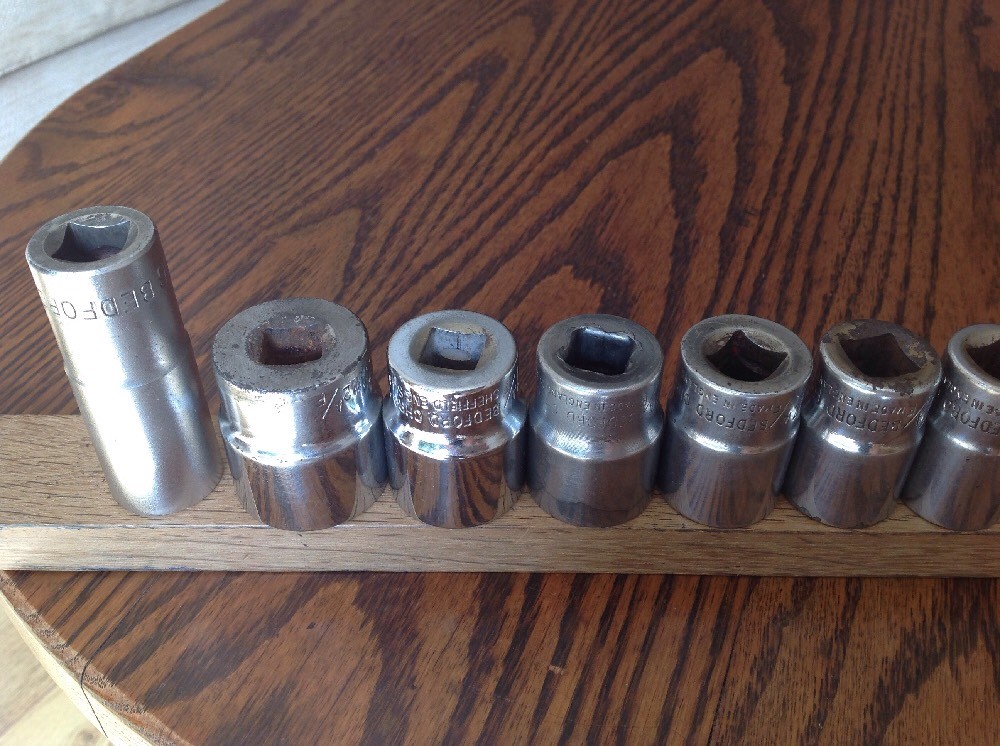12 Bedford Sockets 1-1/8″ To 7/16″AF With 1/2″ Drive.A.