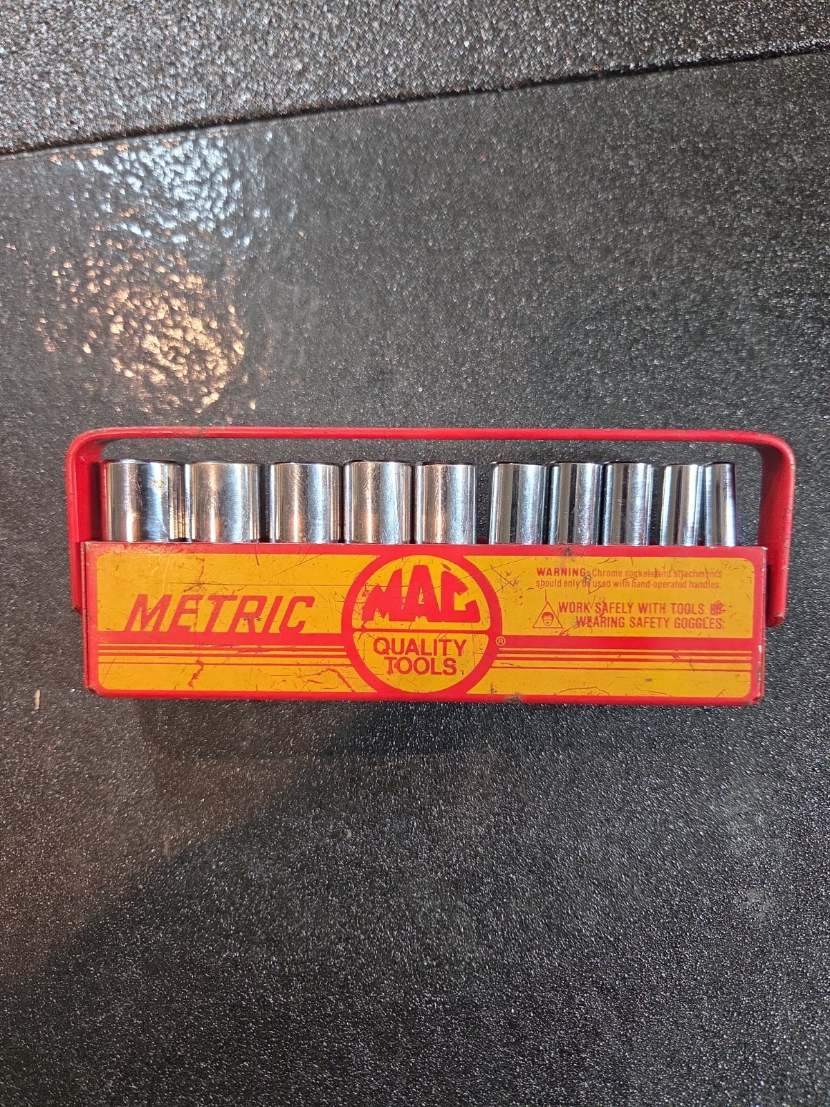 Mac Metric Socket Set 10 Pc 5mm-14mm Deep Well 1/4″ Drive 6 Point w/ Tray USA