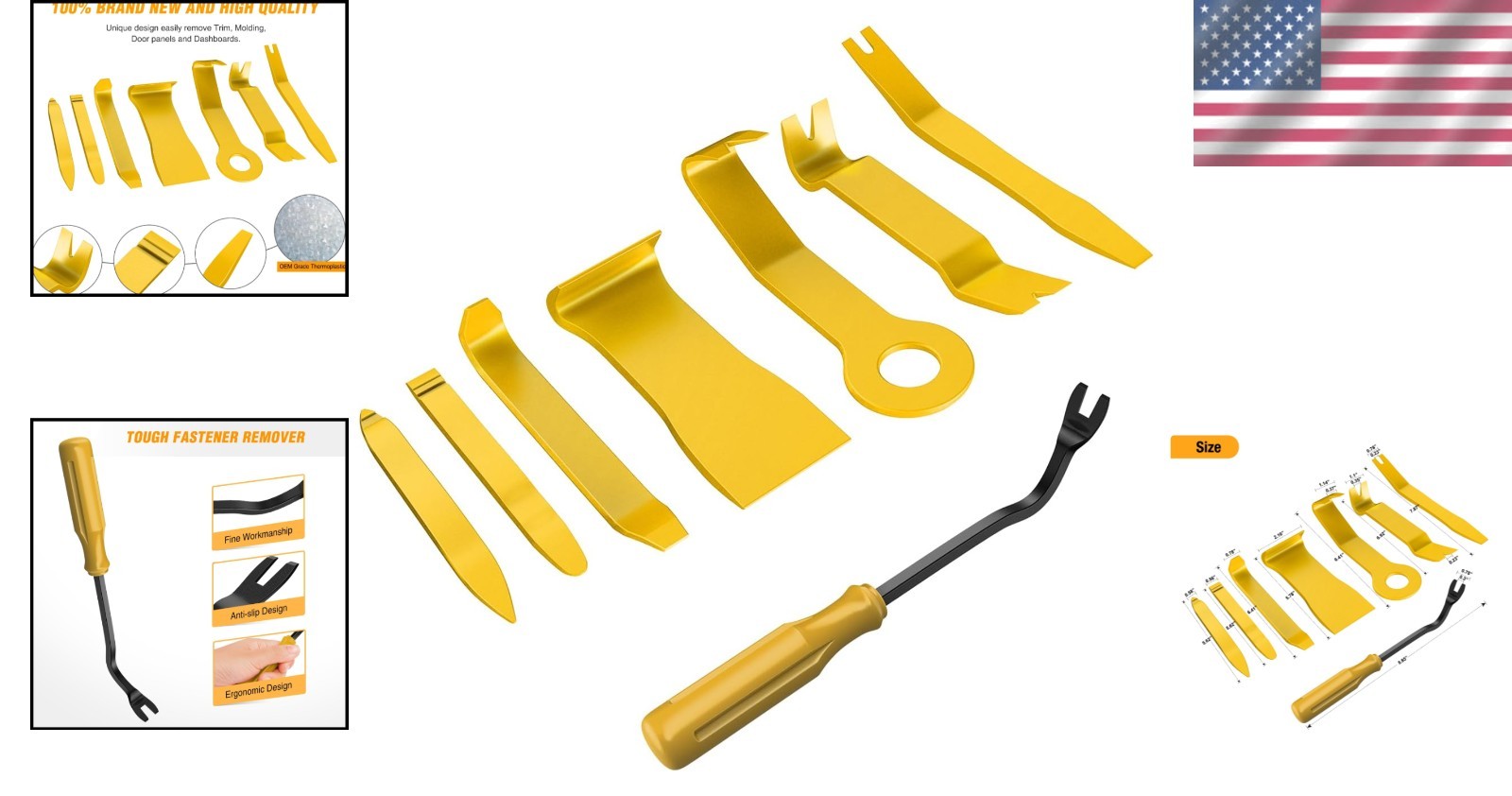 Impact-Resistant 8PC Car Trim Tool Kit – Safe Removal for Dash & Panels