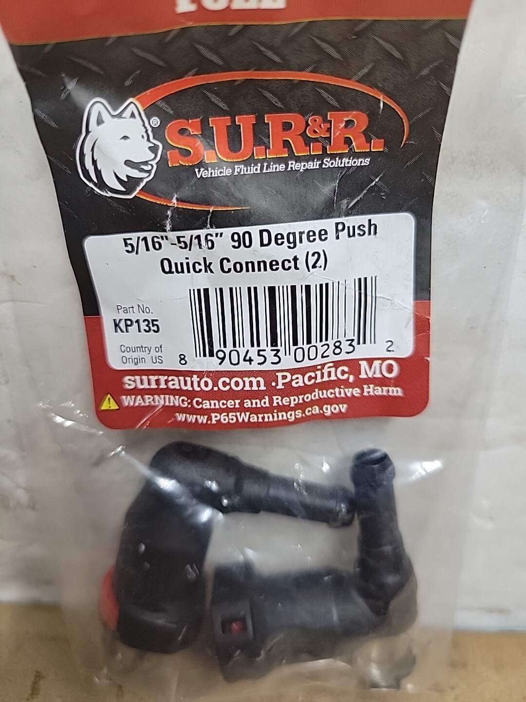 2 Pack S.U.R. & R KP135 5/16″-5/16″ 90 Degree Push Quick Connect
