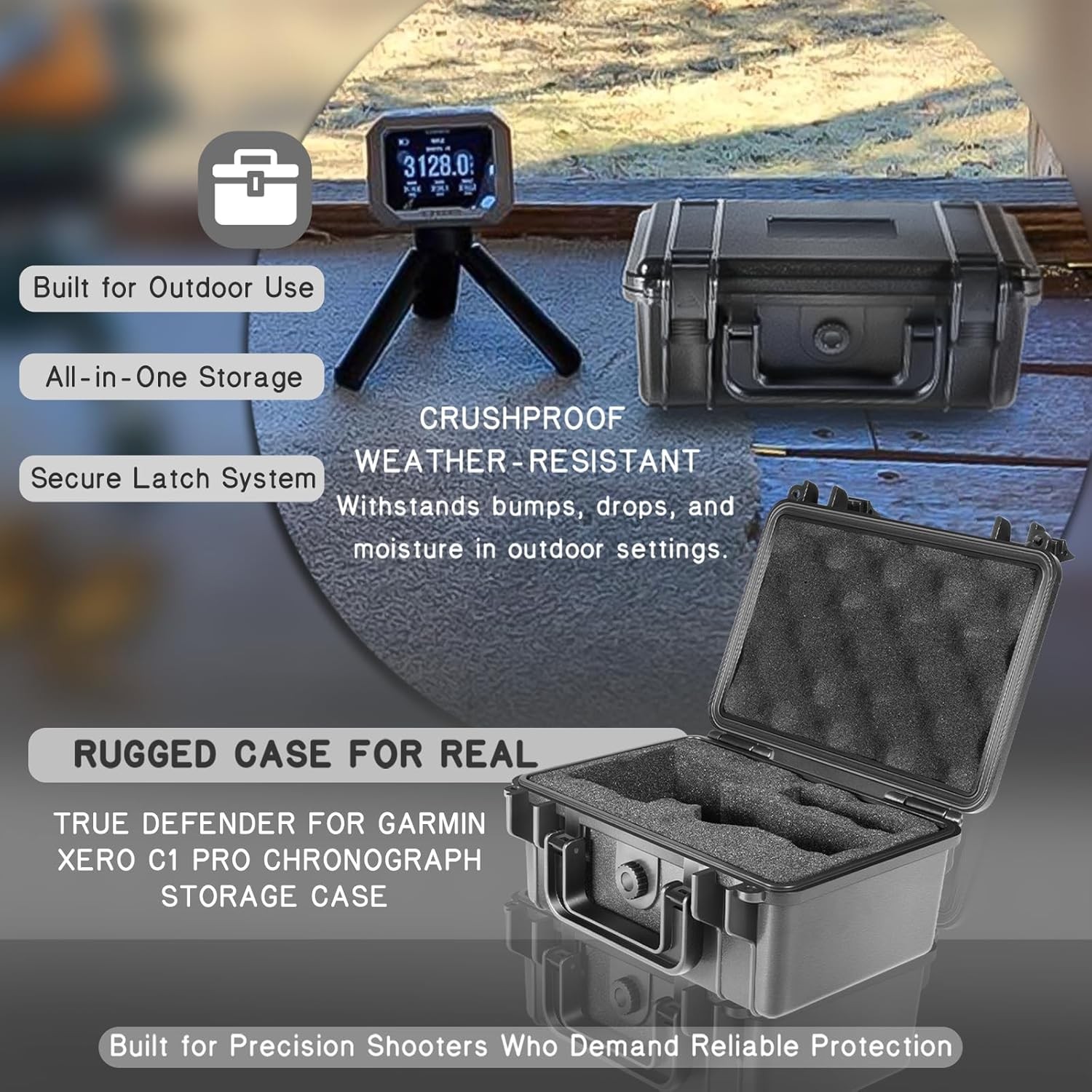 Heavy Duty Shockproof Hard Carrying Case for Garmin Xero C1 Pro Chronograph