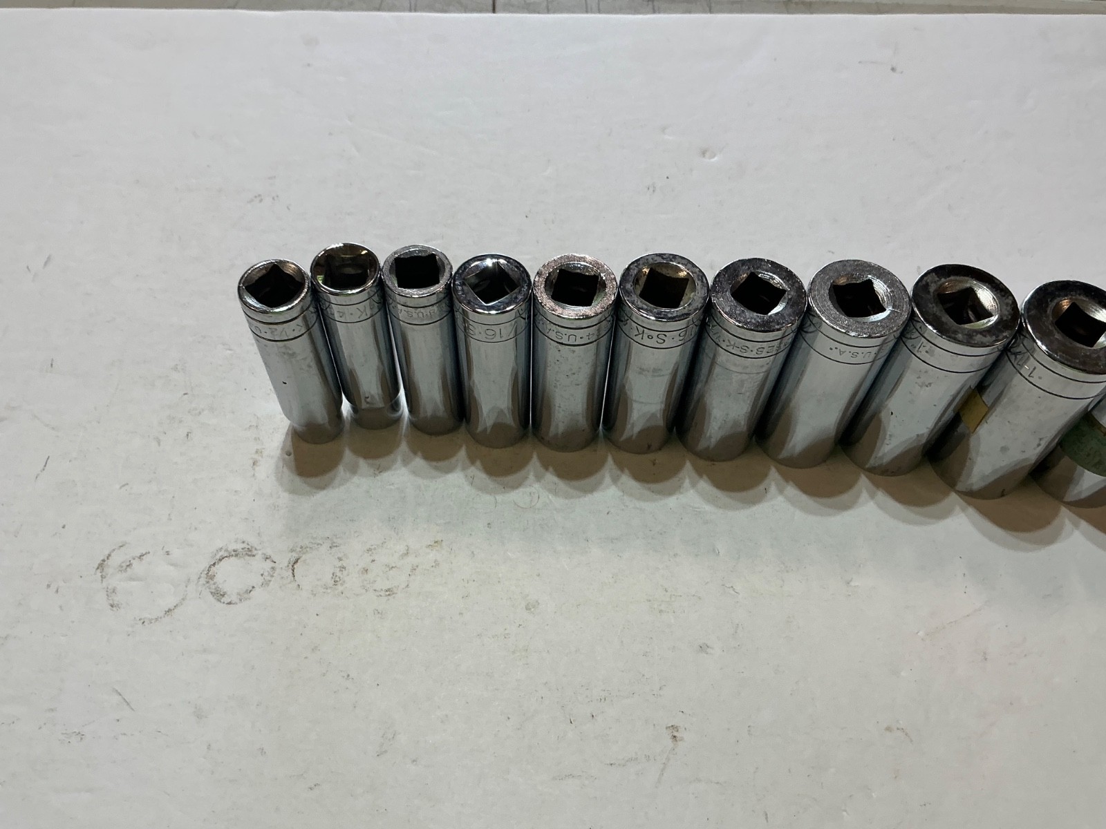 S-K tools 11 pc 1/2″ drive deep SAE set 12 pt 1/2″-1 1/8″ USA made