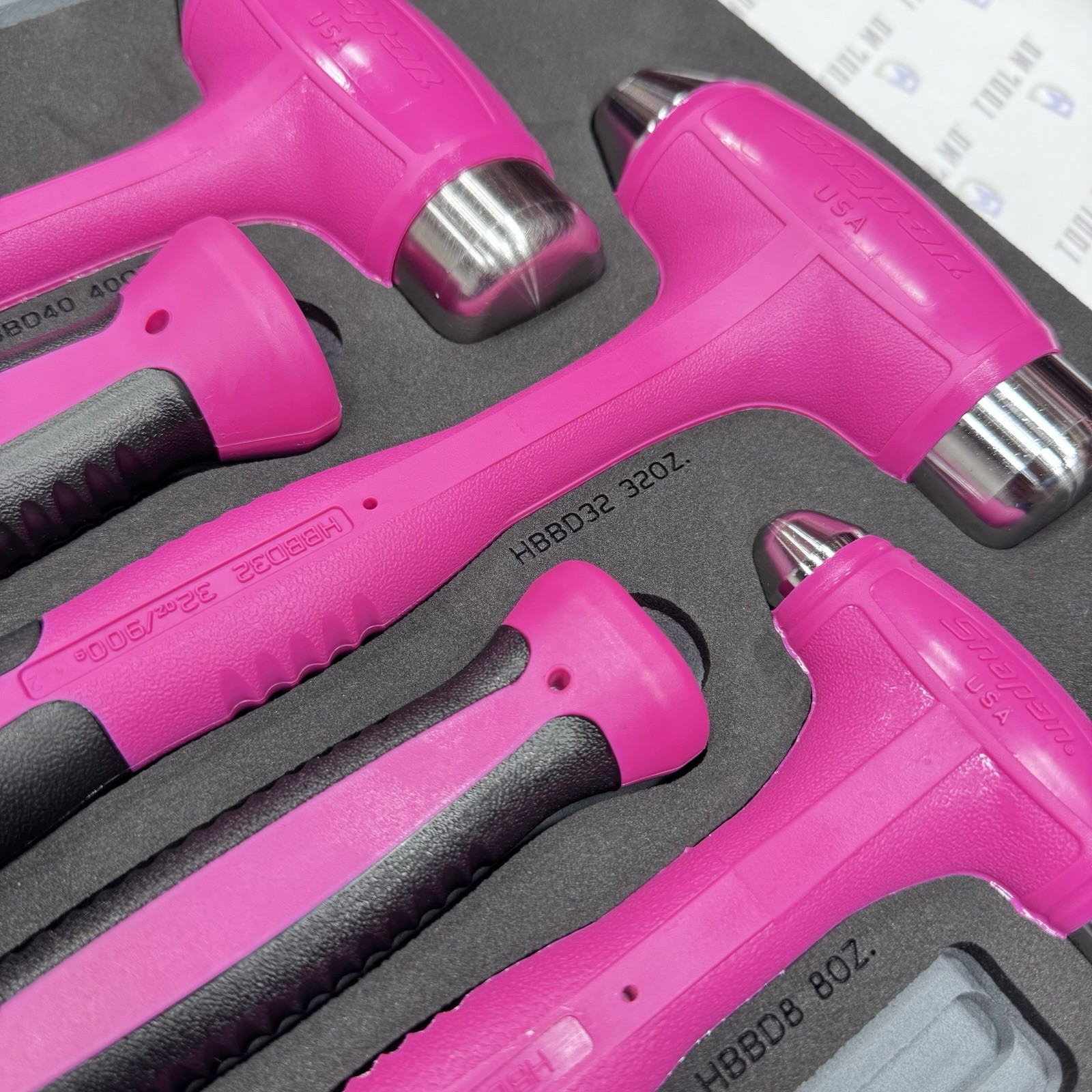 Snap-on Tools USA NEW 6pc ELECTRIC PINK Dead Blow Ball Peen Hammer Set HBBD6FEP