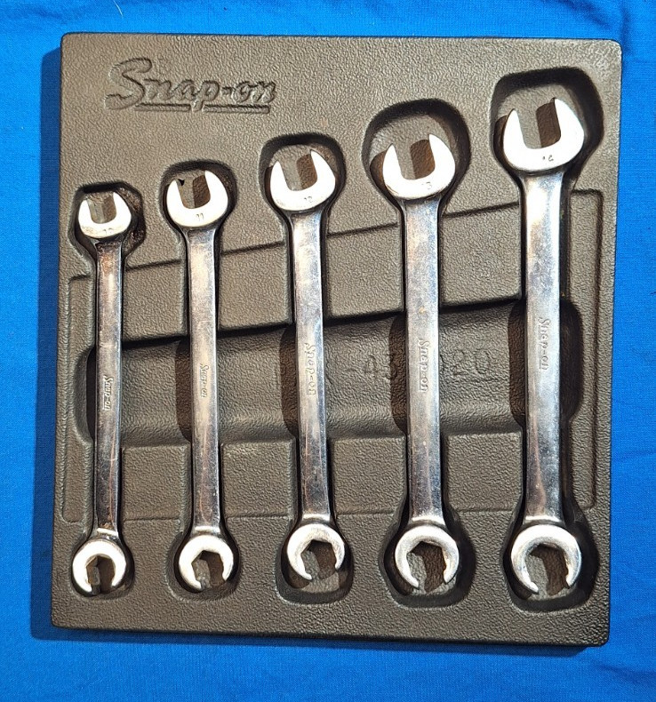 Snap-On RXSM605 5 piece METRIC open end flare nut wrench set 10mm-14mm w/Tray