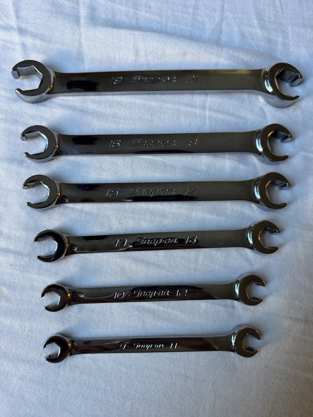 Snap-On 6 pc 6-Point Metric Flank Drive® Double End Flare Nut Wrench Set 9-21 mm