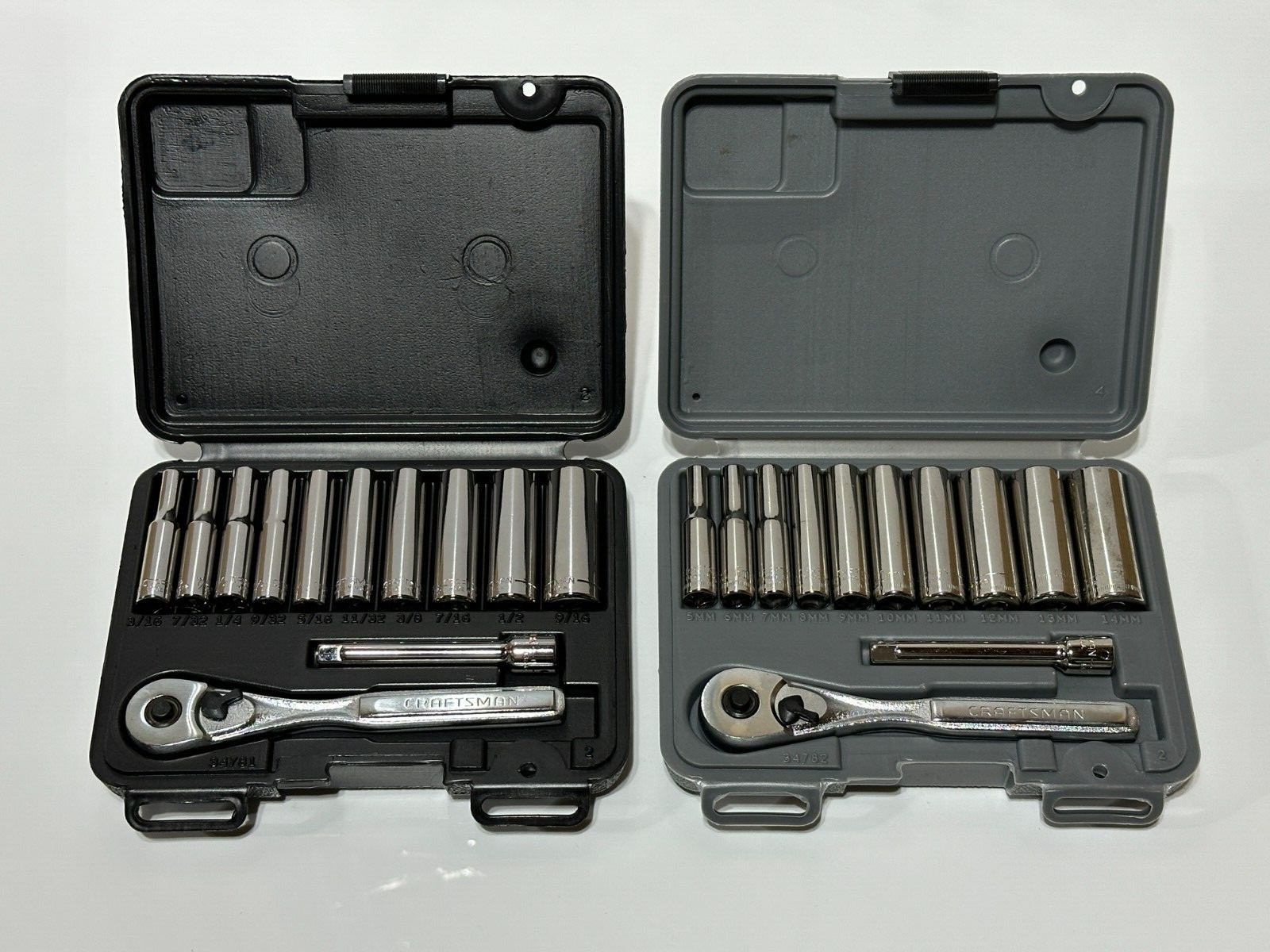 Craftsman Tools USA 34781 34782 NEW 12pc SAE METRIC 1/4’ Dr. Socket Ratchet Sets