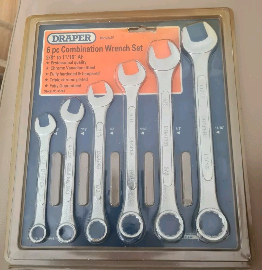 Draper 8220. 6pc Combination Wrench Set – 3/8″ – 11/16″ AF