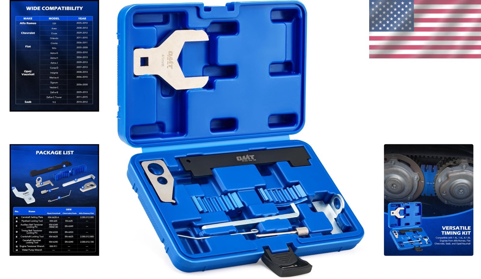 Complete Engine Camshaft Timing Tool Kit with Water Pump Wrench 16V 1.4 1.6 1.8