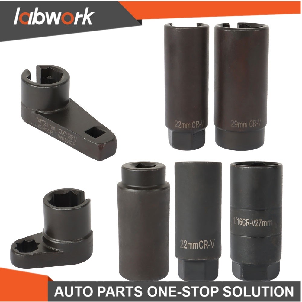 Labwork 7Piece 22mm 27mm 29mm Oxygen O2 Sensor Wrenches Socket Tool Kit