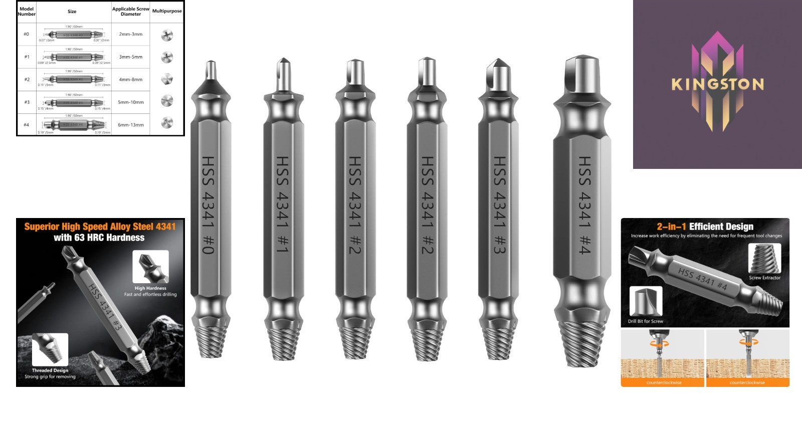 High-Speed 6 PCS Bolt Extractor Set – Dual-Head Design for Easy Screw Extraction