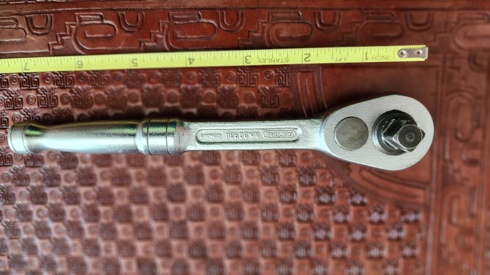 RARE Gedore Vanadium No. 3093U Made In Germany 3/8 Ratchet, W/ Dual Oiler Ports.