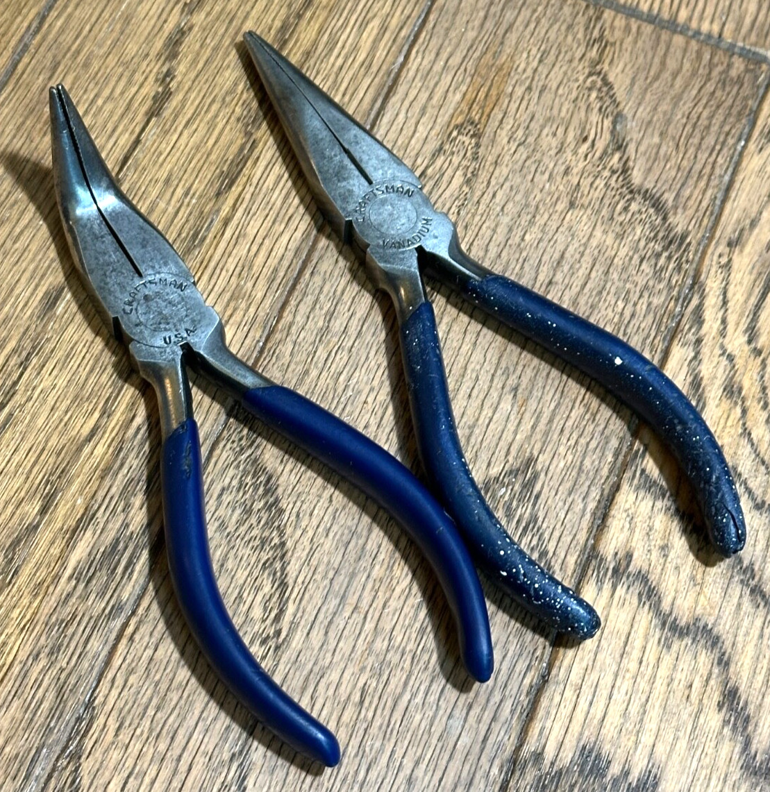 Craftsman Tools BLUE Pliers Bent Curved Needle Nose Side Wire Cutter Set Lot