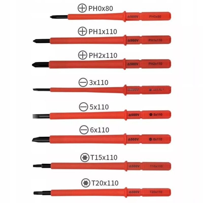 500V Insulated Electrician Screwdriver Set 10 PC All-in-One Magnetic Tip