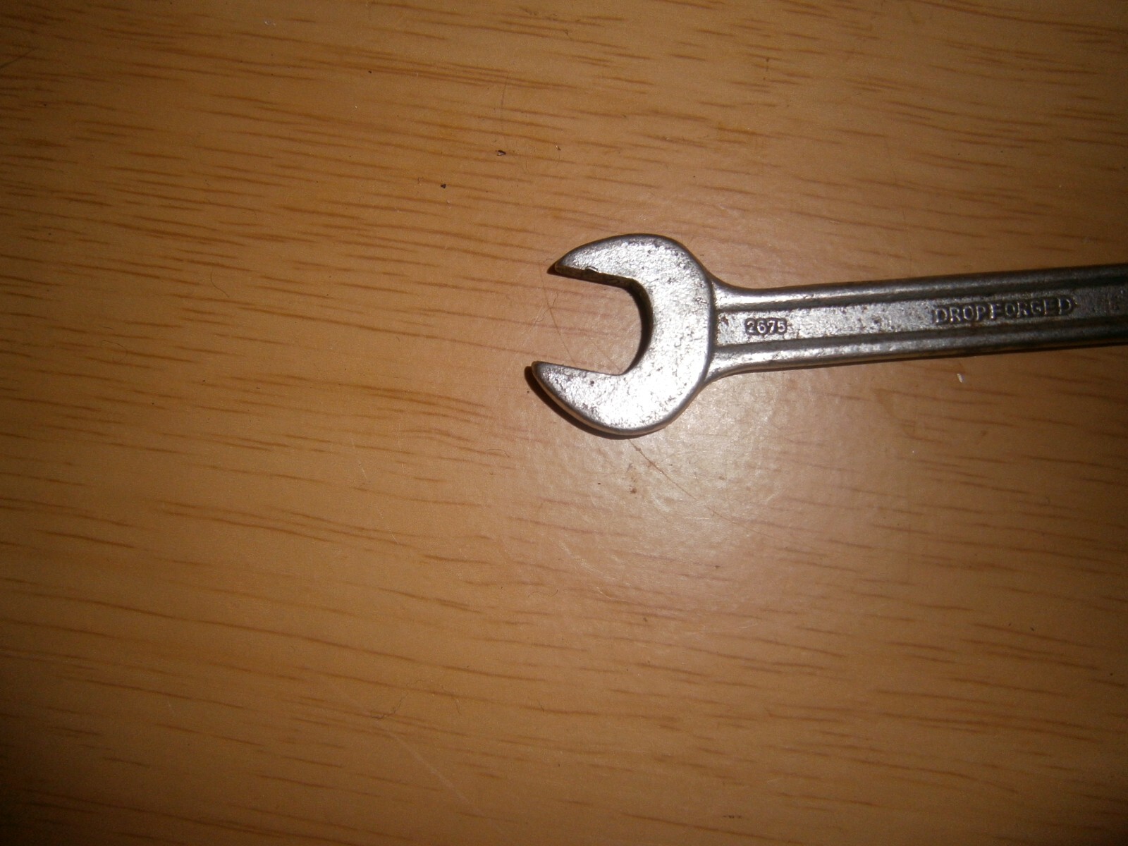 Vintage silver tone spanner. 7/16 & 3/8 ends.(E6b)