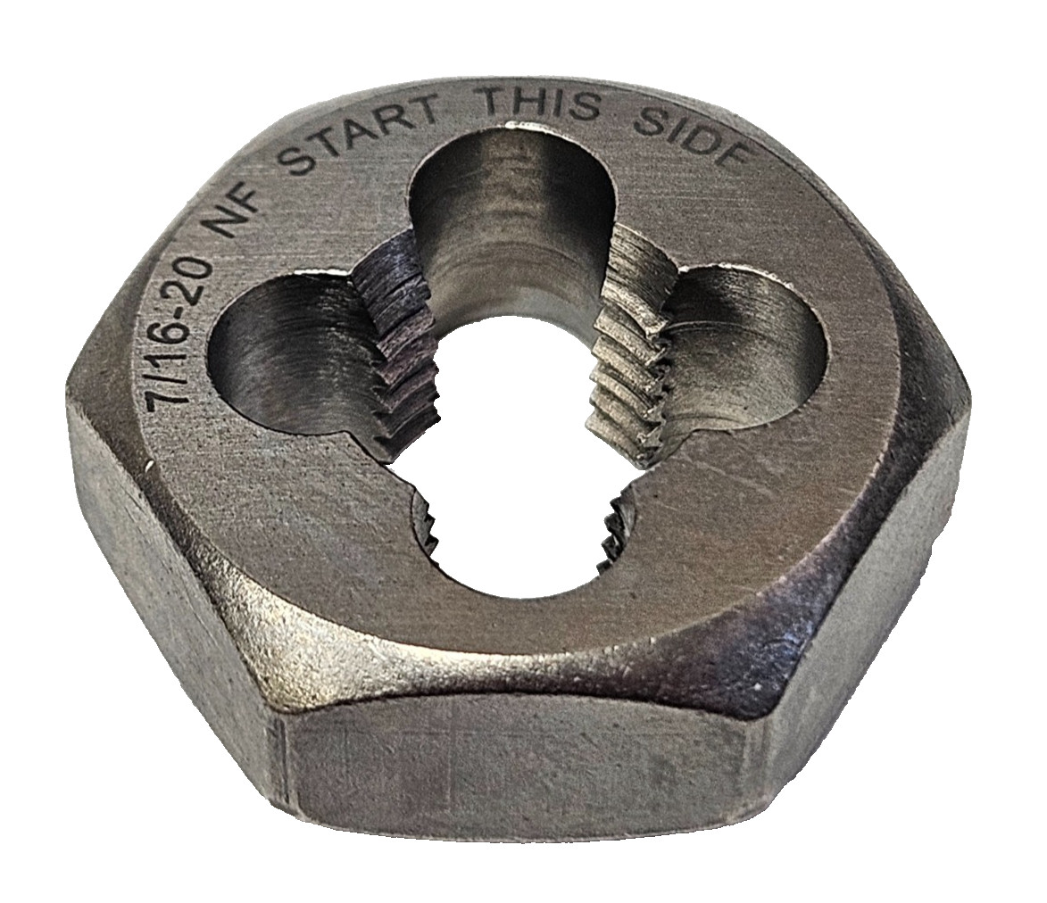7/16-20 NF X 1″ Hex Die Irwin Hanson 6540 Rethreading Carbon Steel USA