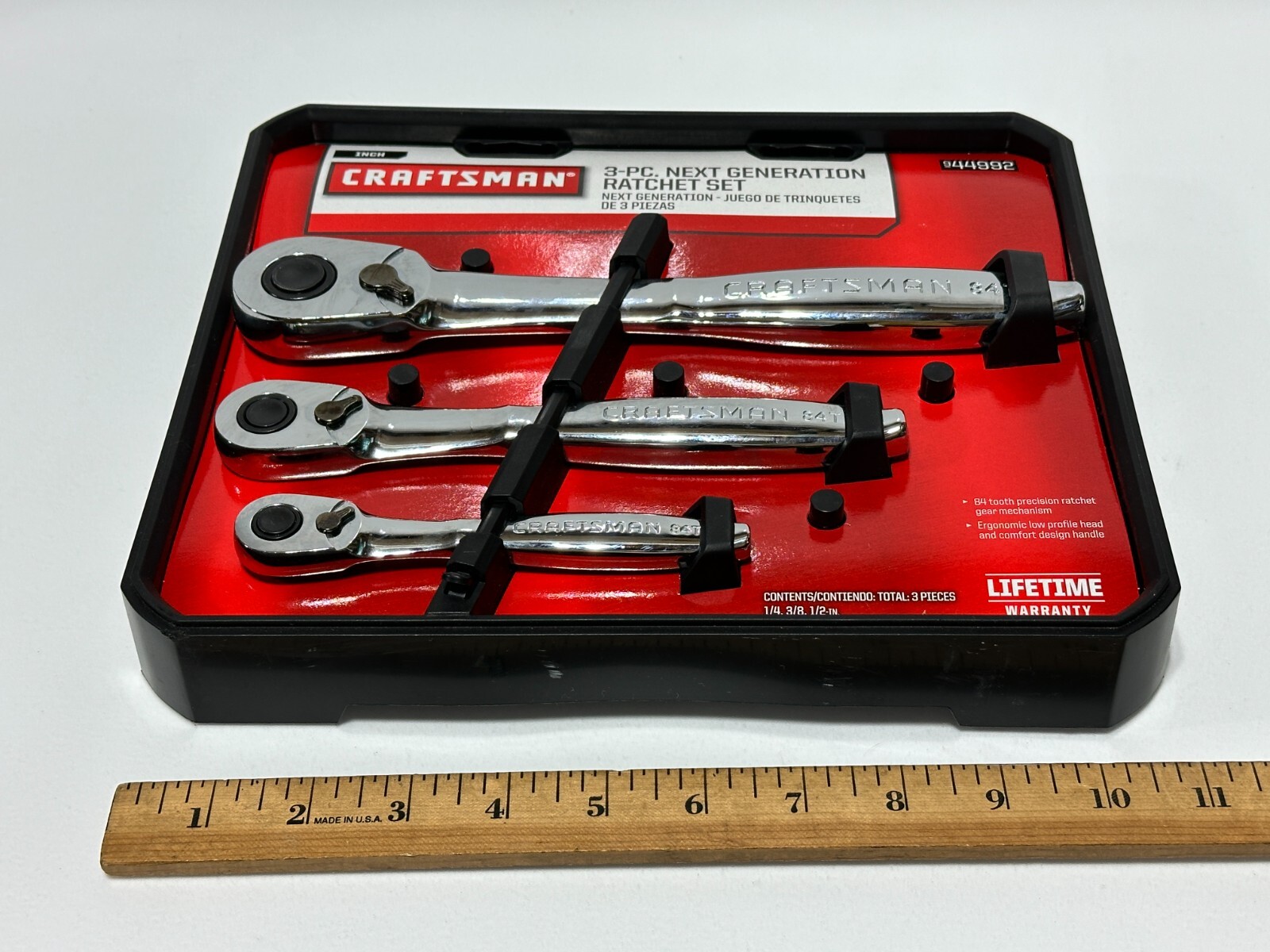 NOS Craftsman 44992 3pc Next Generation Thin Profile Ratchet Set, Fully Polished