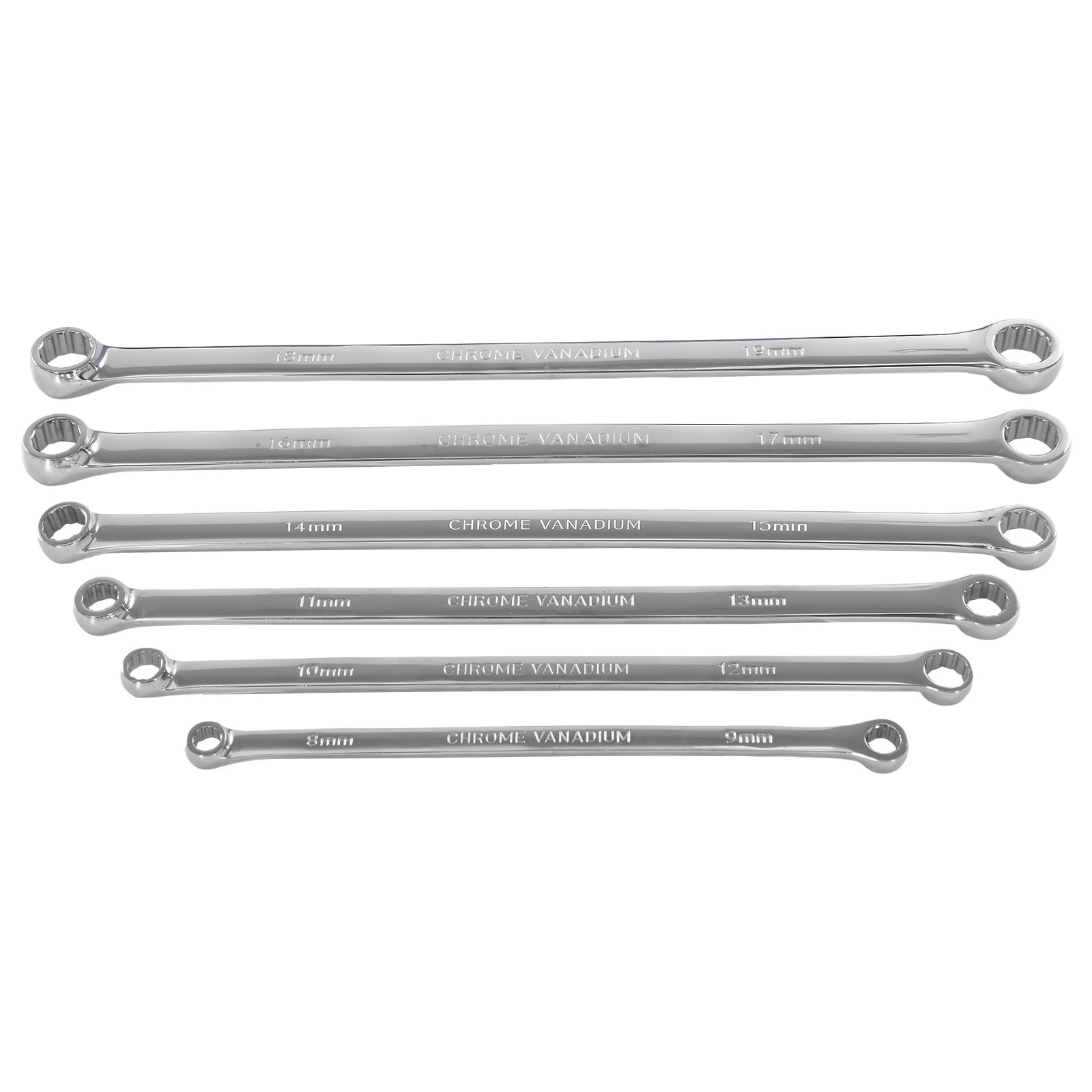Extra Long Box End Wrench Set 6PC Metric 12 Point Heavy Duty 8-19mm Steel