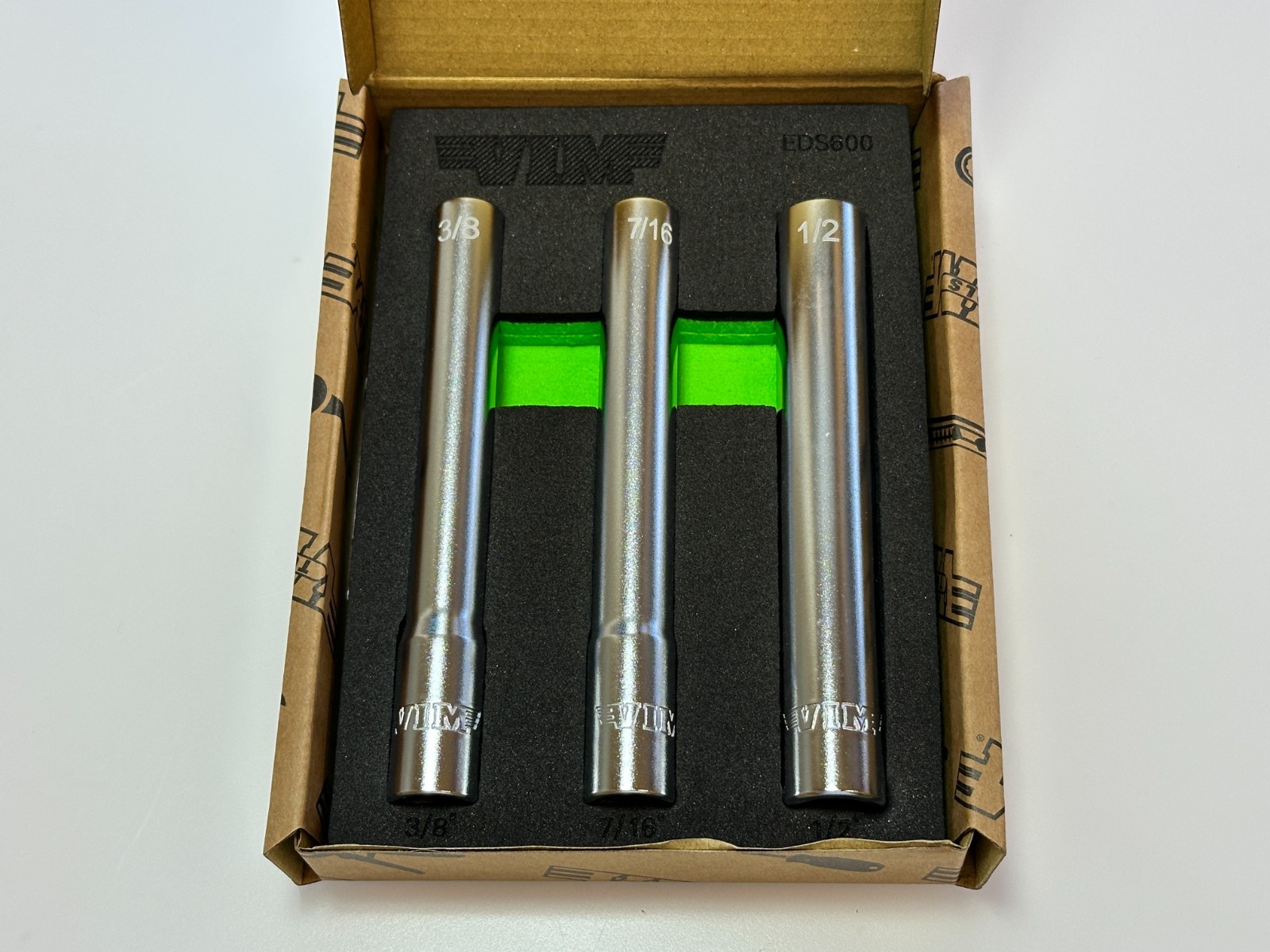 NEW VIM Tools EDS600 3pc 3/8″ Drive EXTRA DEEP SAE Socket Set, 3/8, 7/16 & 1/2″