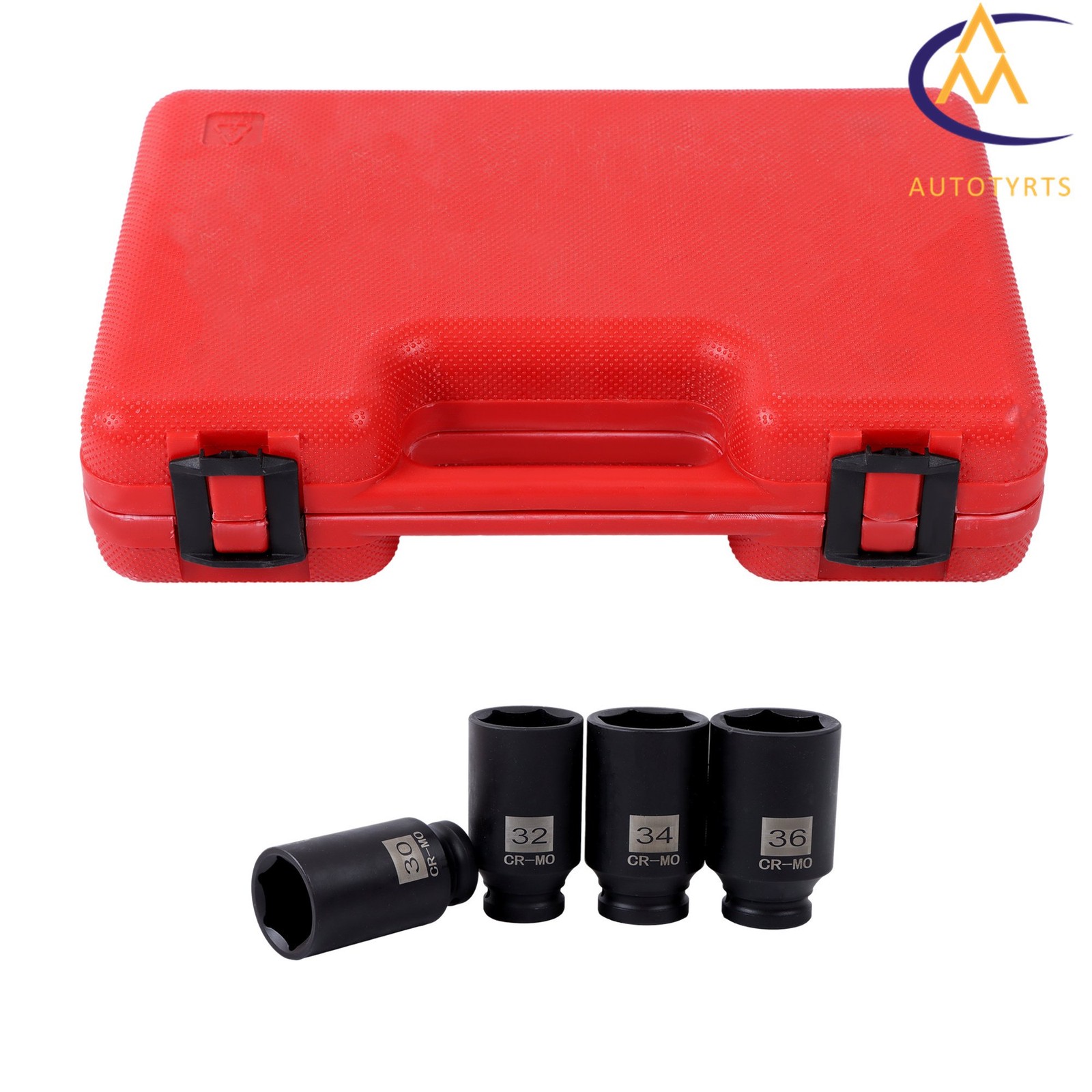 4Pcs 30mm 32mm 34mm 36mm 1/2″ Drive Spindle Axle Nut Socket Set 12 Point
