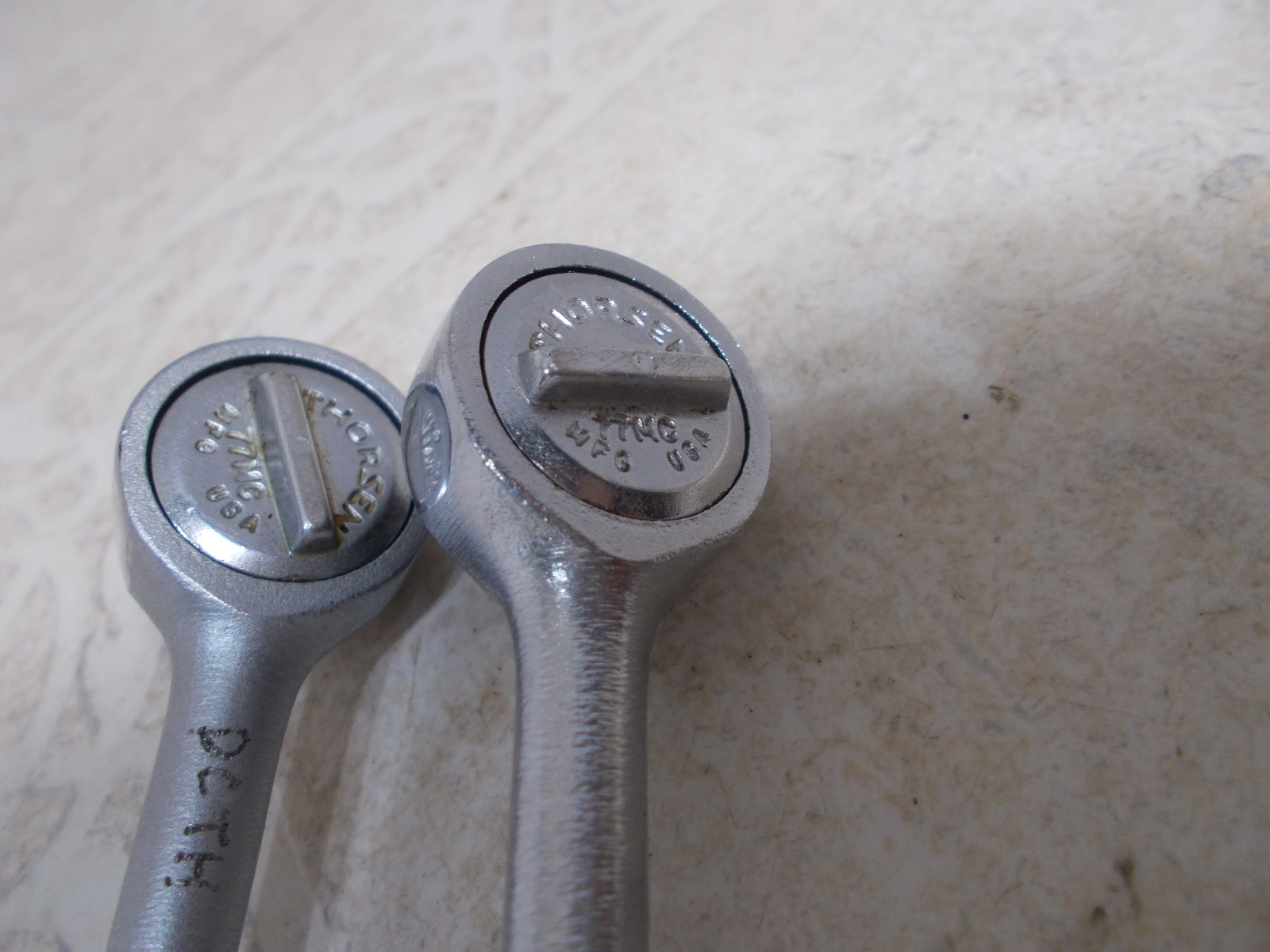Lot of 2 Vintage Thorsen Tools USA 77MC 1/4″ Drive Ratchet Round Head USA (B-2)