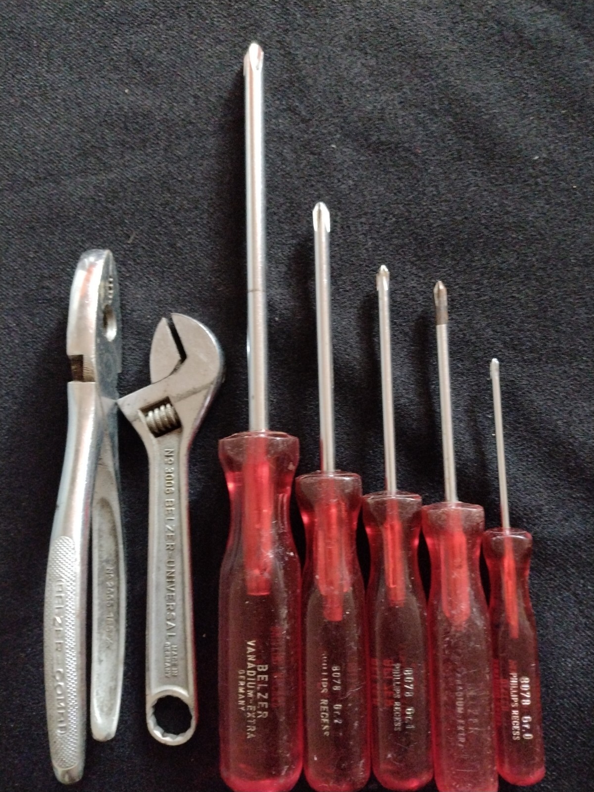 BELZER 8078(GR.3, GR.2, GR.1, GR.0) PHILLIPS SCREWDRIVERS & WRENCH 6″ & Pliers