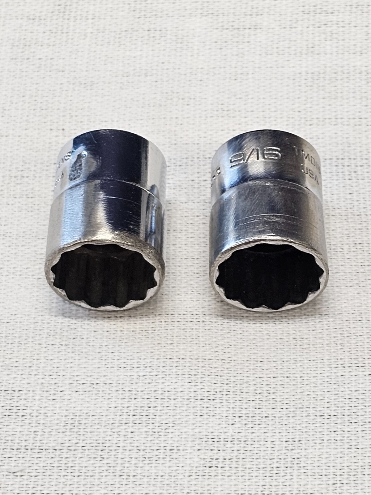 2 Snap-on Shallow Standard Sae 12 Point Socket 1/4″ Drive TMD18 9/16″ USA