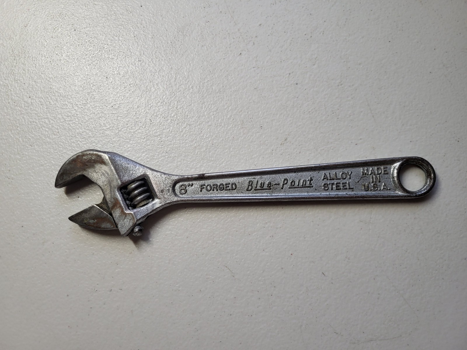 Vtg Snap-On Blue-Point 12″ Forged Alloy Steel Adjustable Wrench 3/8″ – 1-3/8″ VG