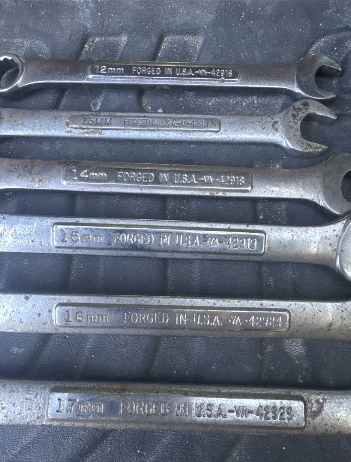 Vintage USA Forged Metric Wrench Set 12mm 13mm 14mm 15mm 16mm 17mm OEM Tool Kit